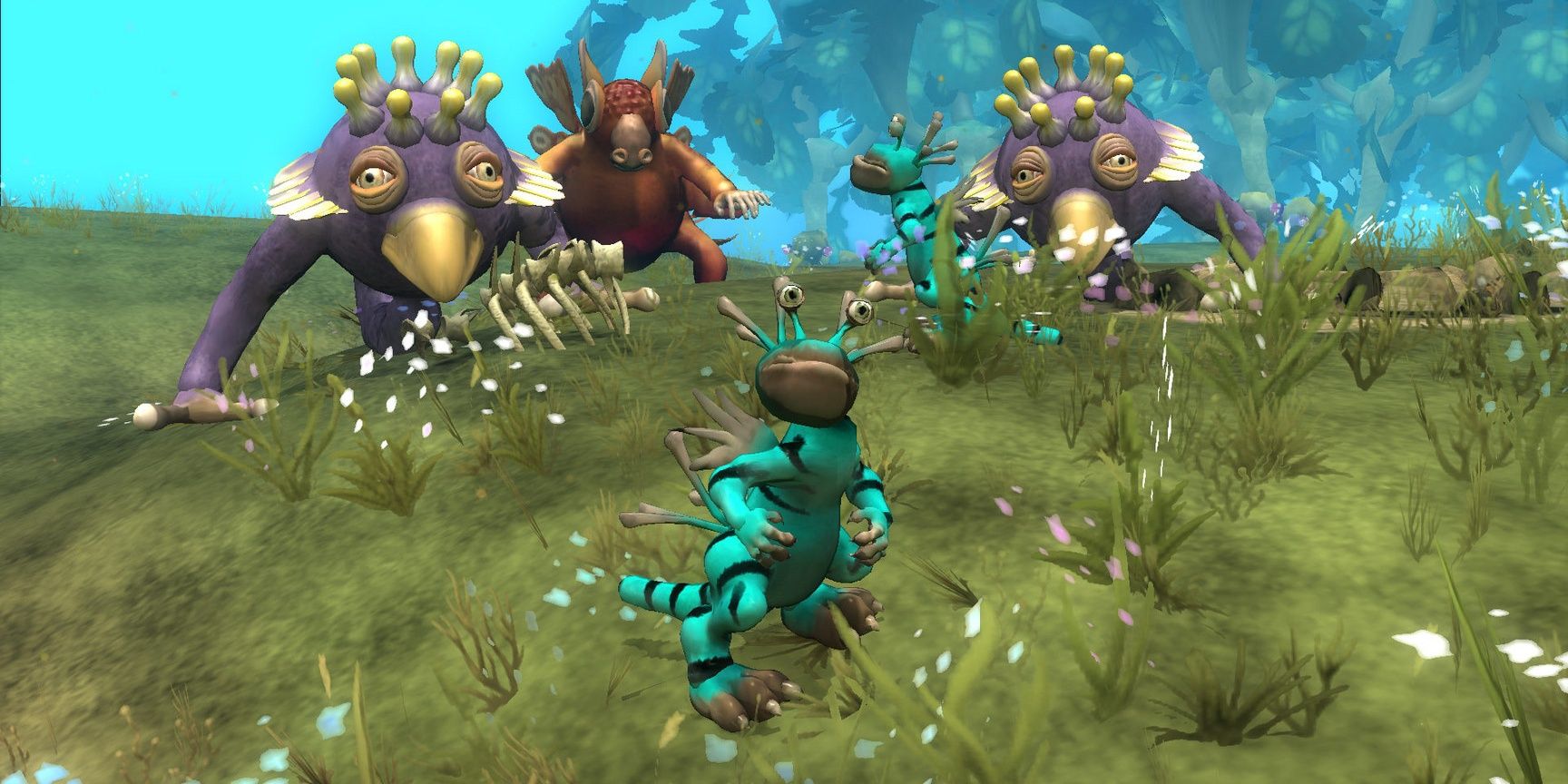 A variety of unique creatures in Spore