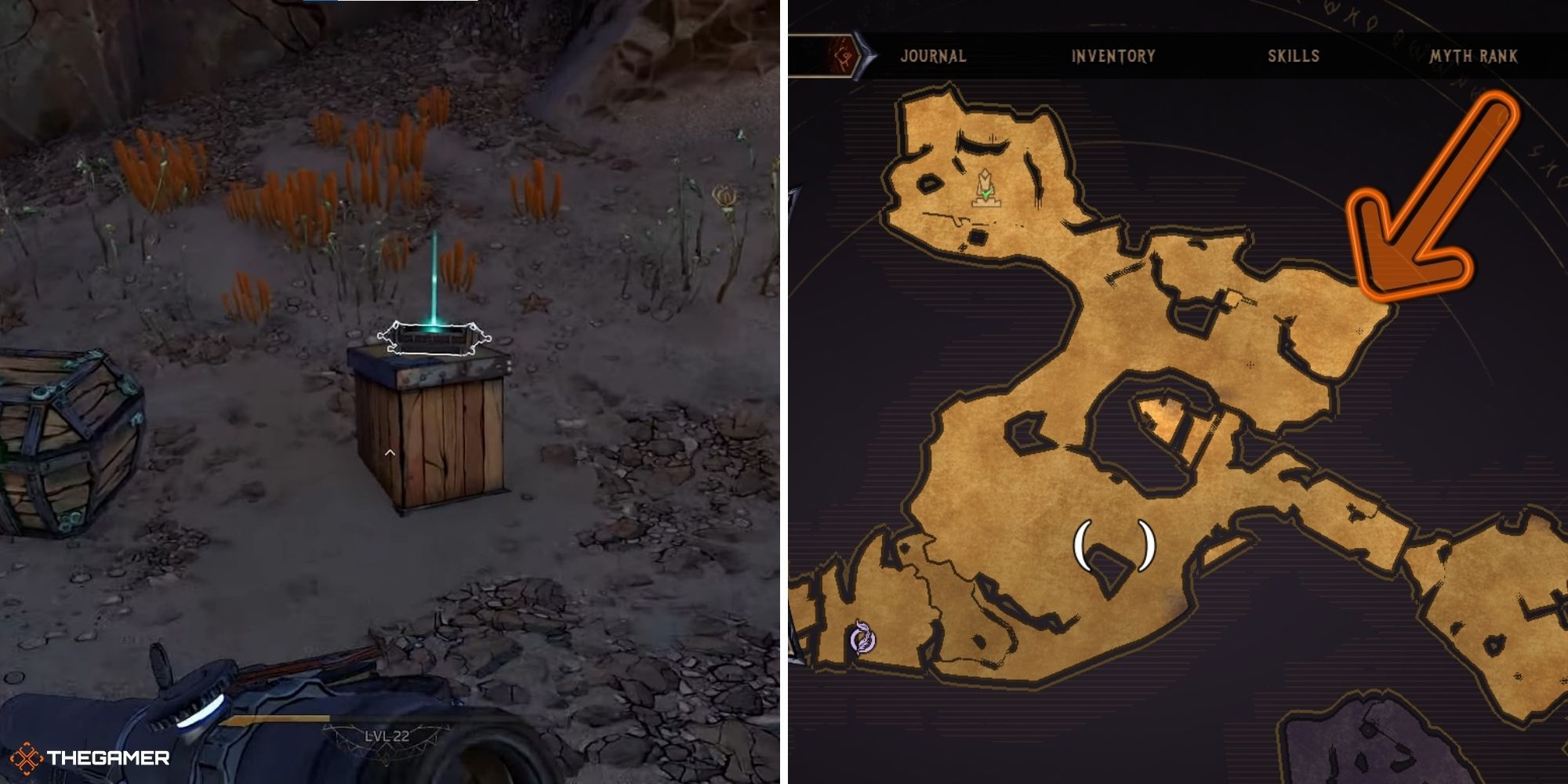 tiny tina's wonderlands - Wargtooth Shallow - lore scroll on left, map on right (2)
