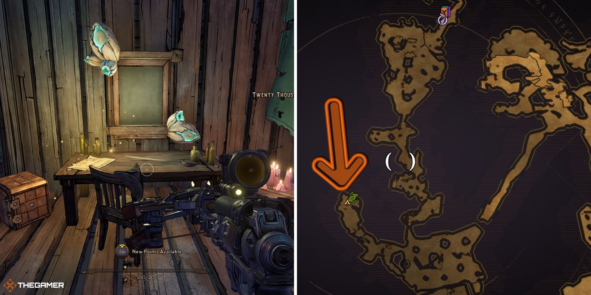 tiny tina's wonderlands - Wargtooth Shallow - poetry page on left, map on right (1)