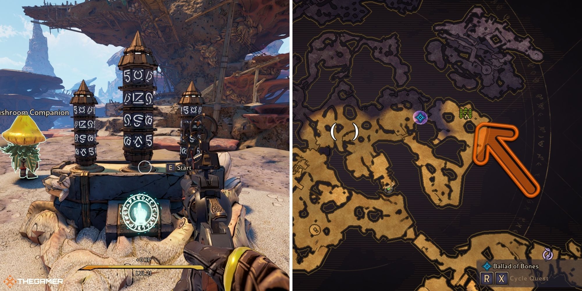 tiny tina's wonderlands - Wargtooth Shallow - rune switch on left, map on right