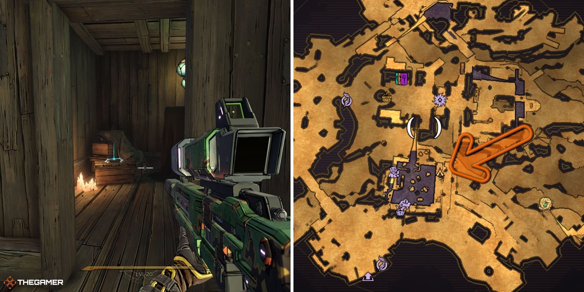 tiny tina's wonderlands - lore scroll on left, map on right (1)