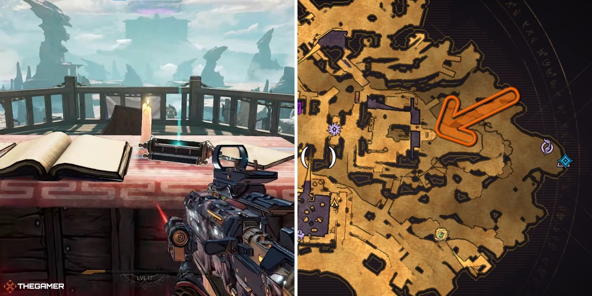tiny tina's wonderlands - lore scroll on left, map on right (3)