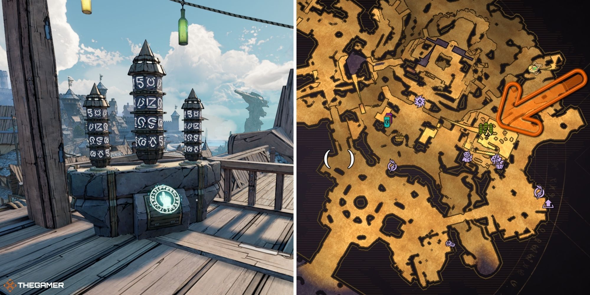 tiny tina's wonderlands - rune switch on left, map on right