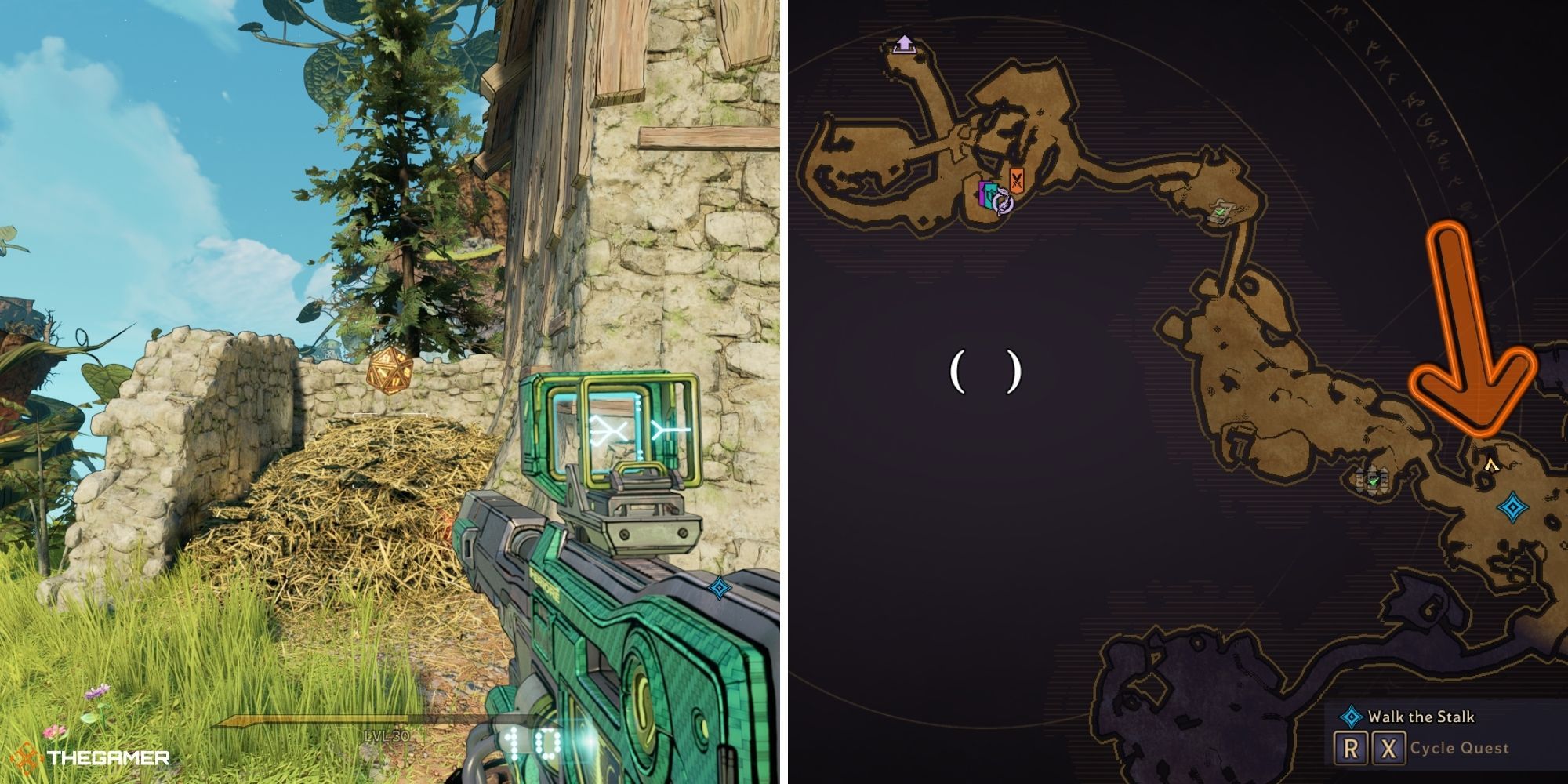tiny tina's wonderlands - tangledrift - lucky die on left, map on right (1)