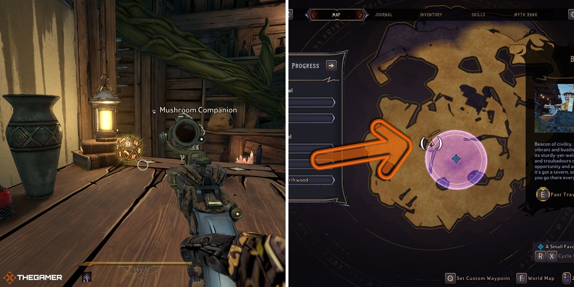 tiny tina's wonderlands - tangledrift - lucky die on left, map on right (15)