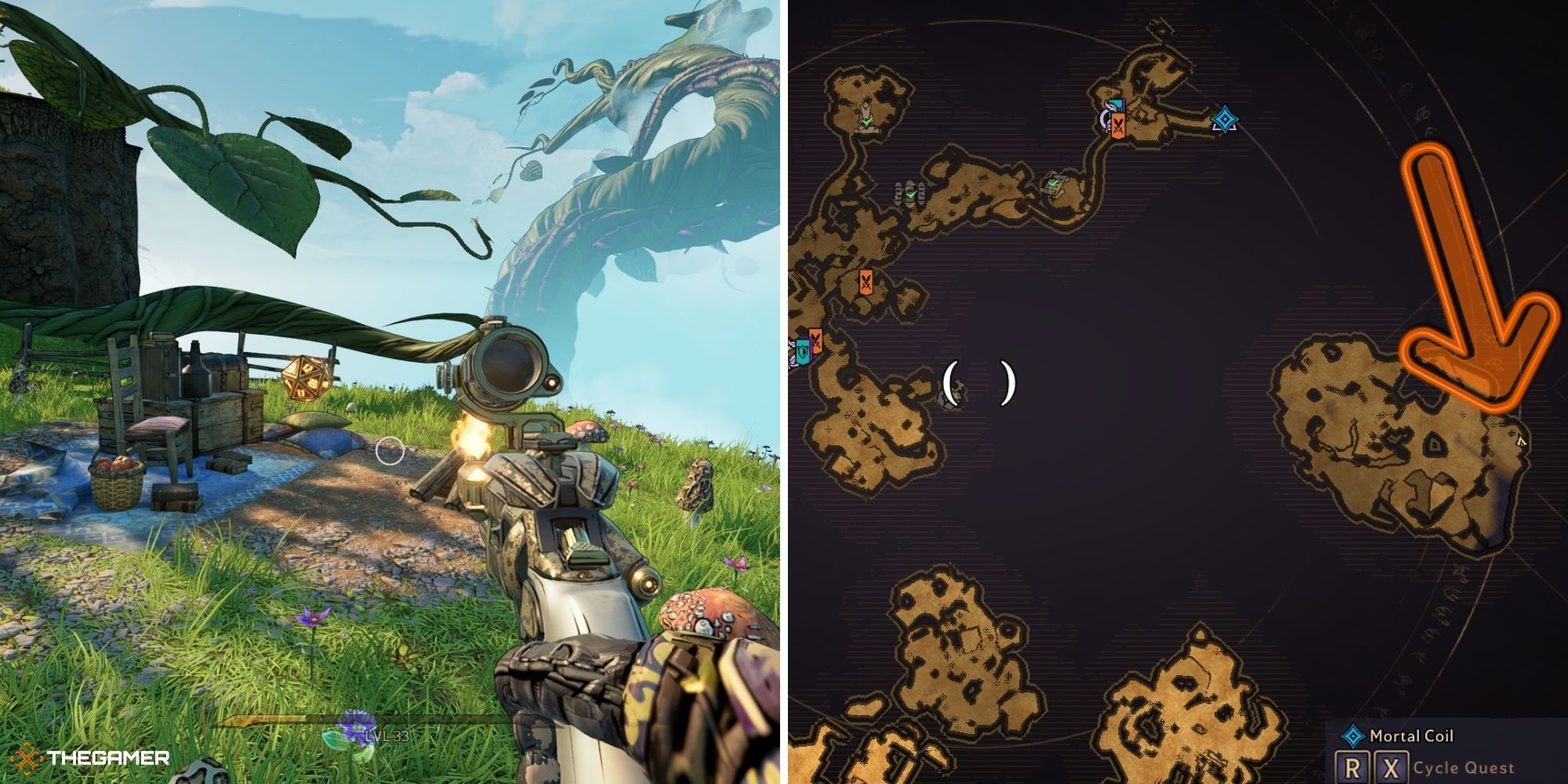 tiny tina's wonderlands - tangledrift - lucky die on left, map on right (16)