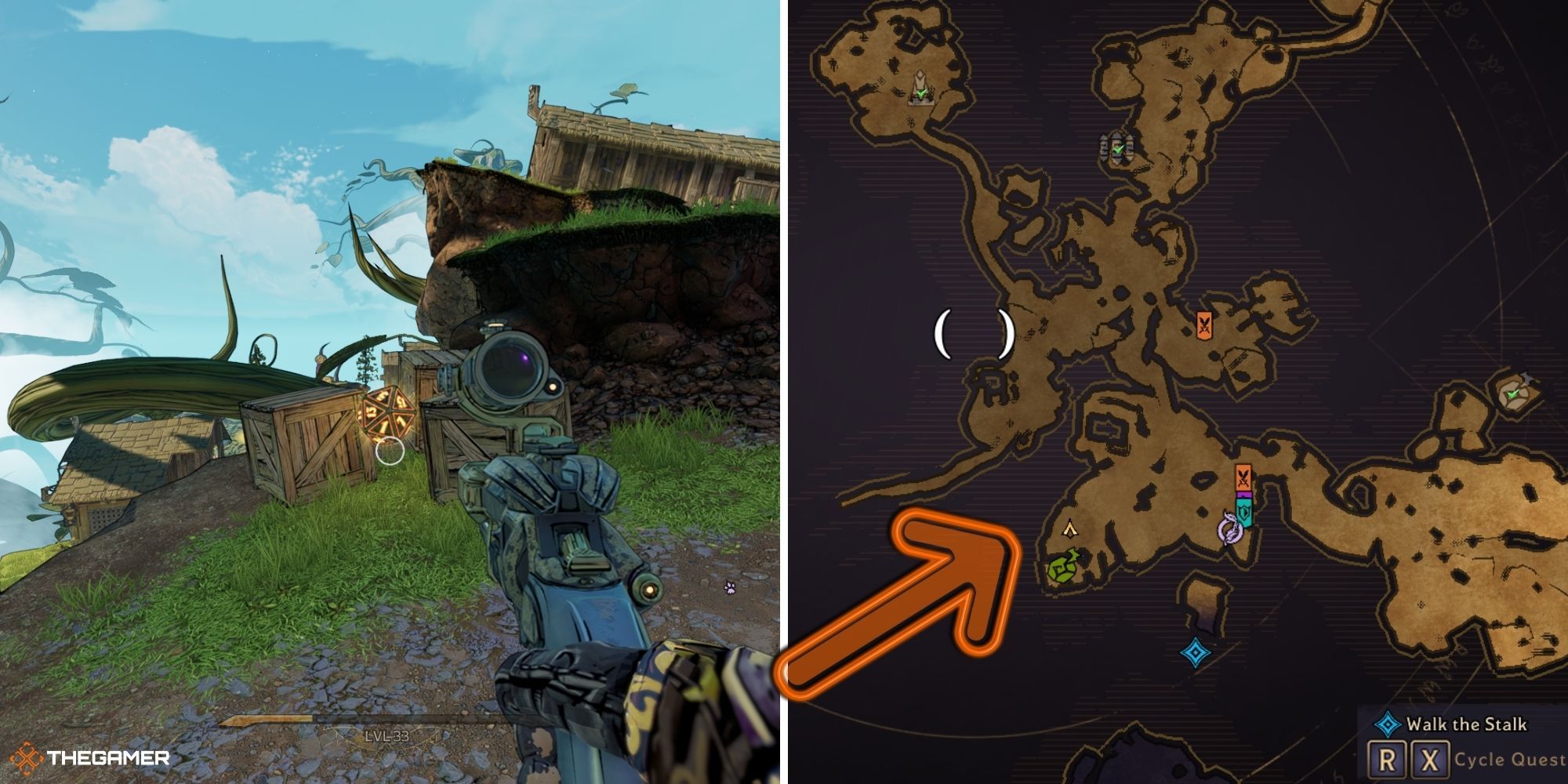 tiny tina's wonderlands - tangledrift - lucky die on left, map on right (17)