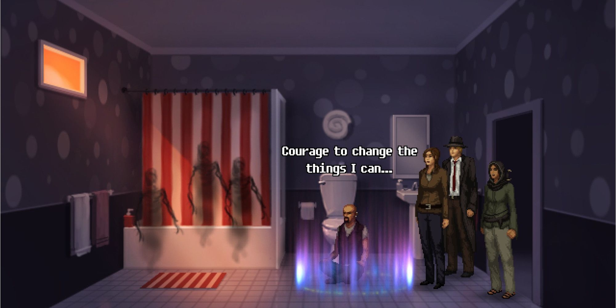 Unavowed detectives in bathroom during seance