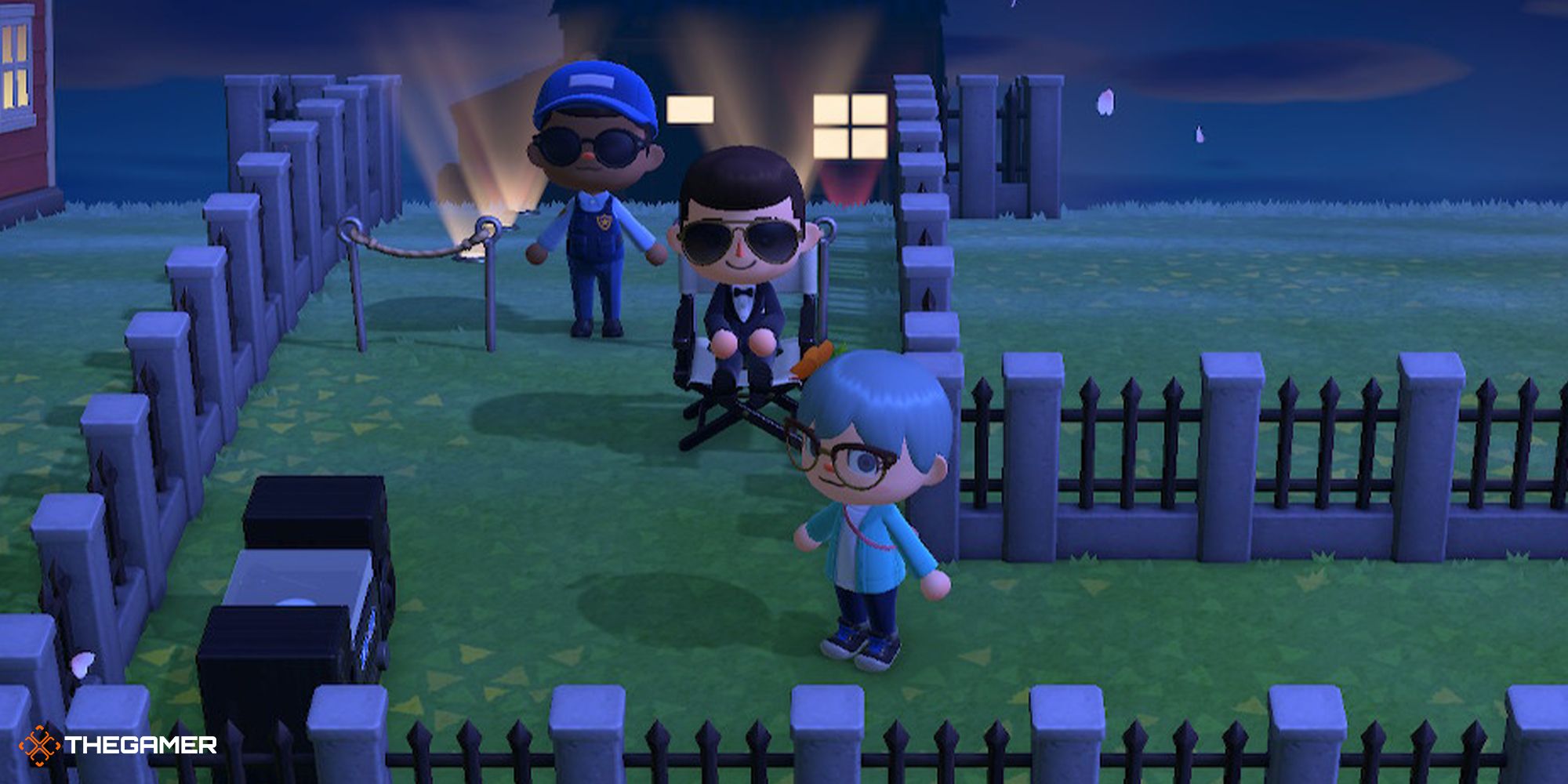 A player acting as a bouncer at an ACNH island entrance in Animal Crossing: New Horizons.