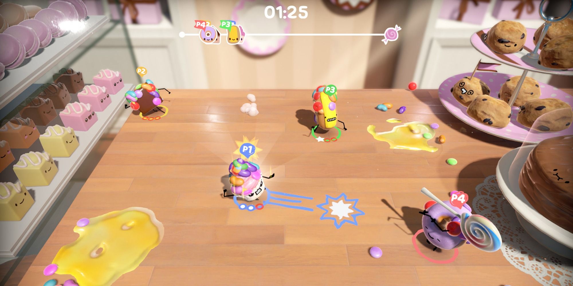 Cakes attacking eachother