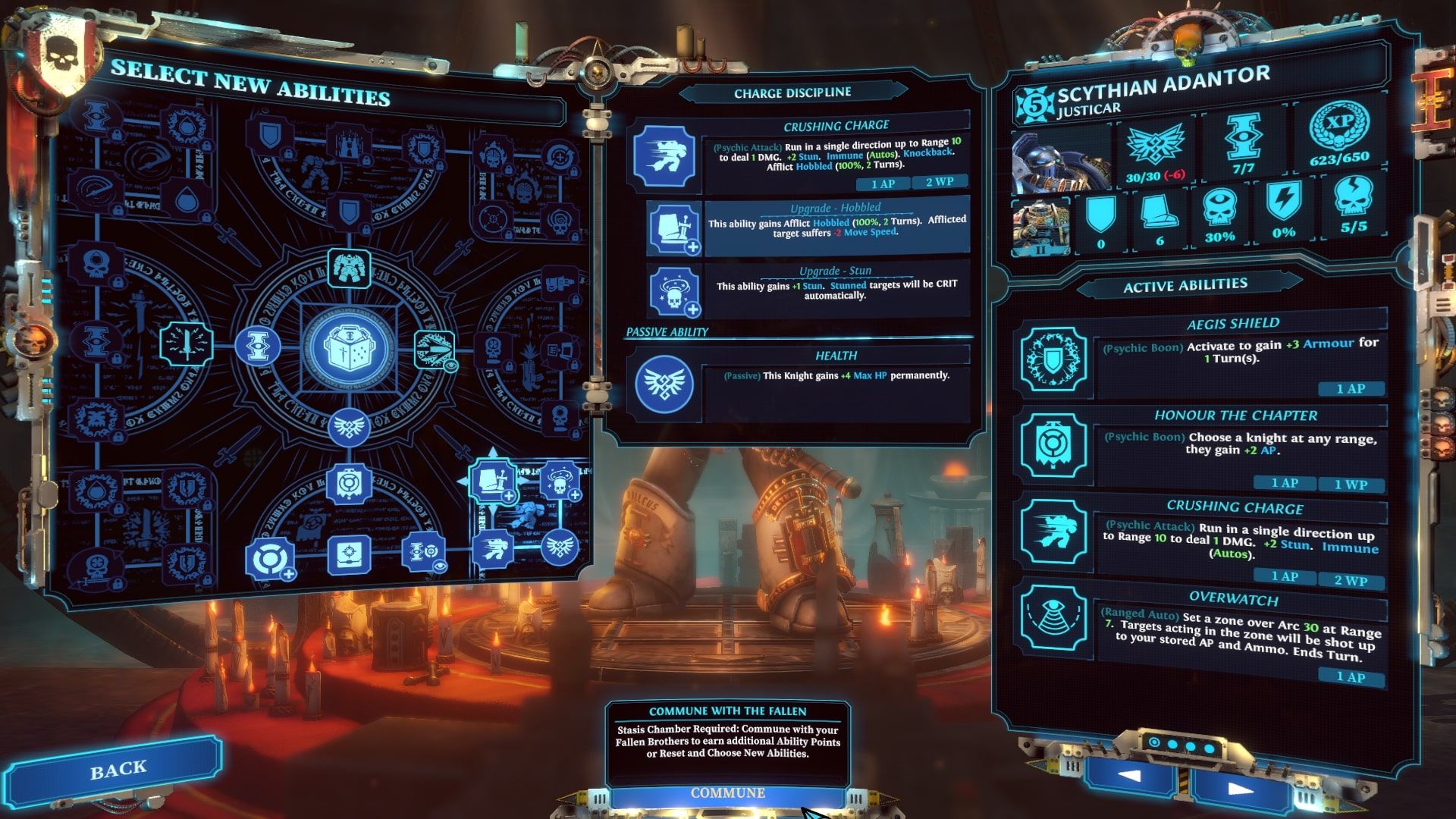 Chaos Gate Ability Screen with Commune button highlighted