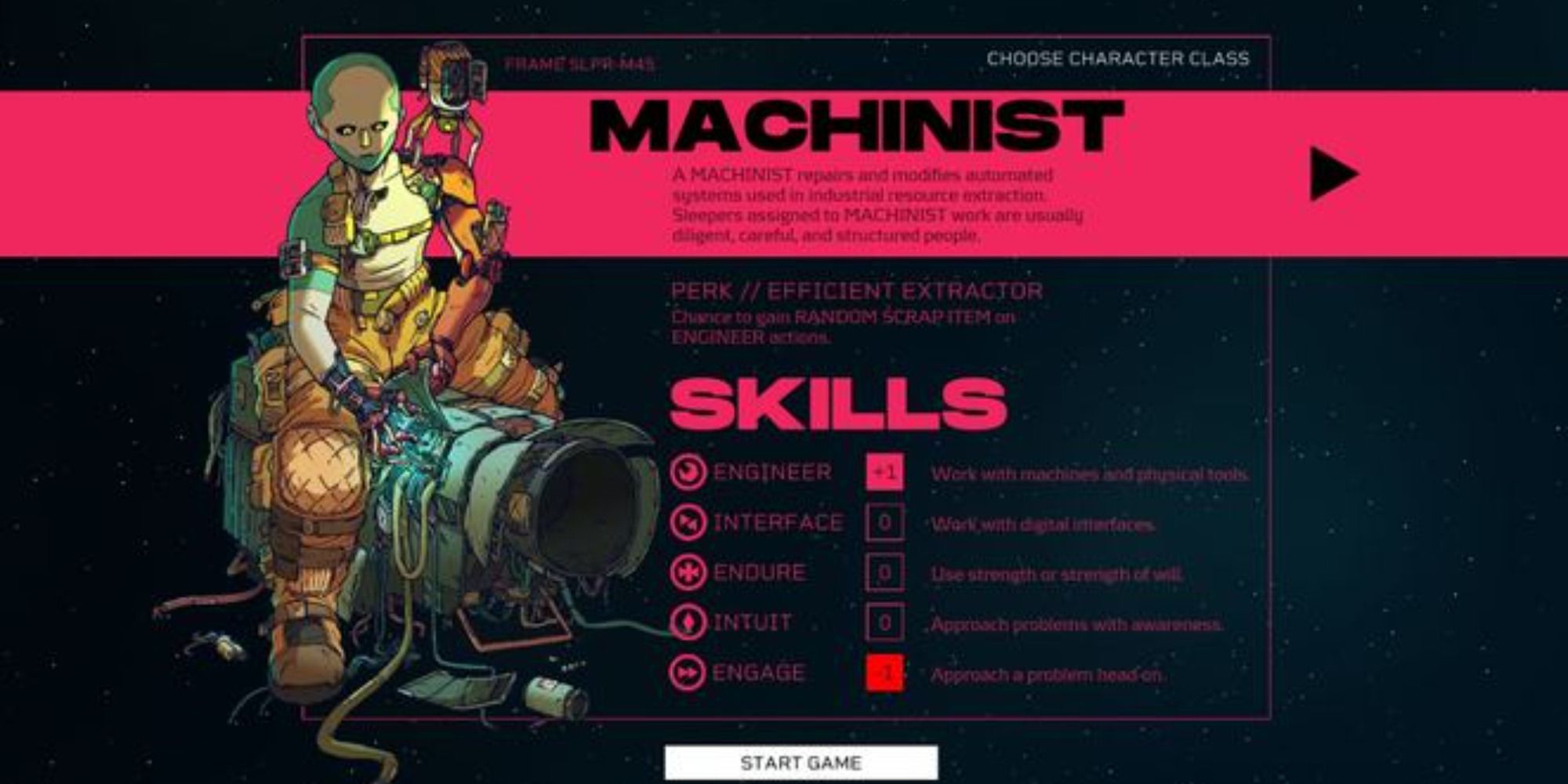 Citizen Sleeper Machinist stats