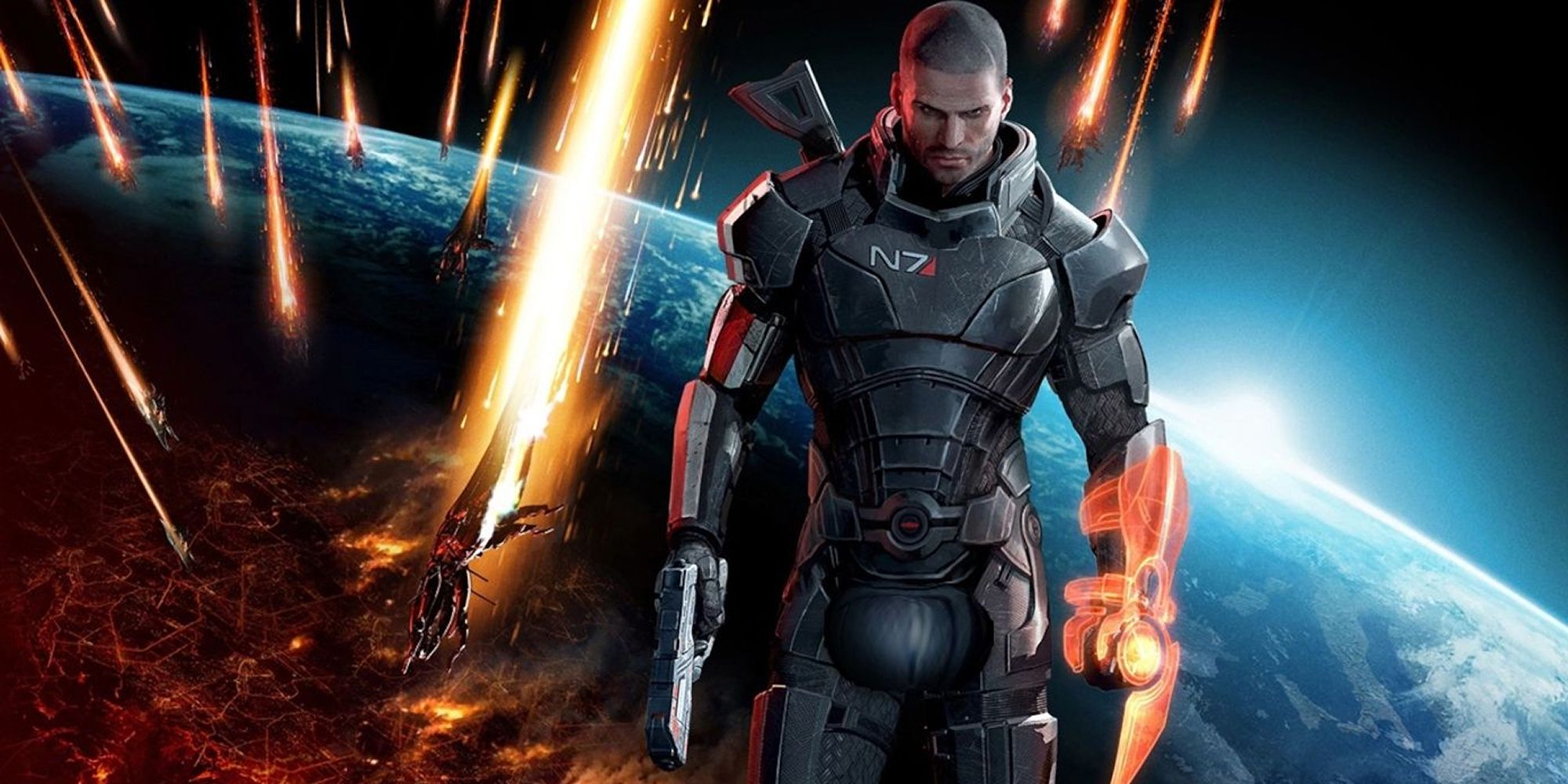Commander Shepard In Front Of Earth