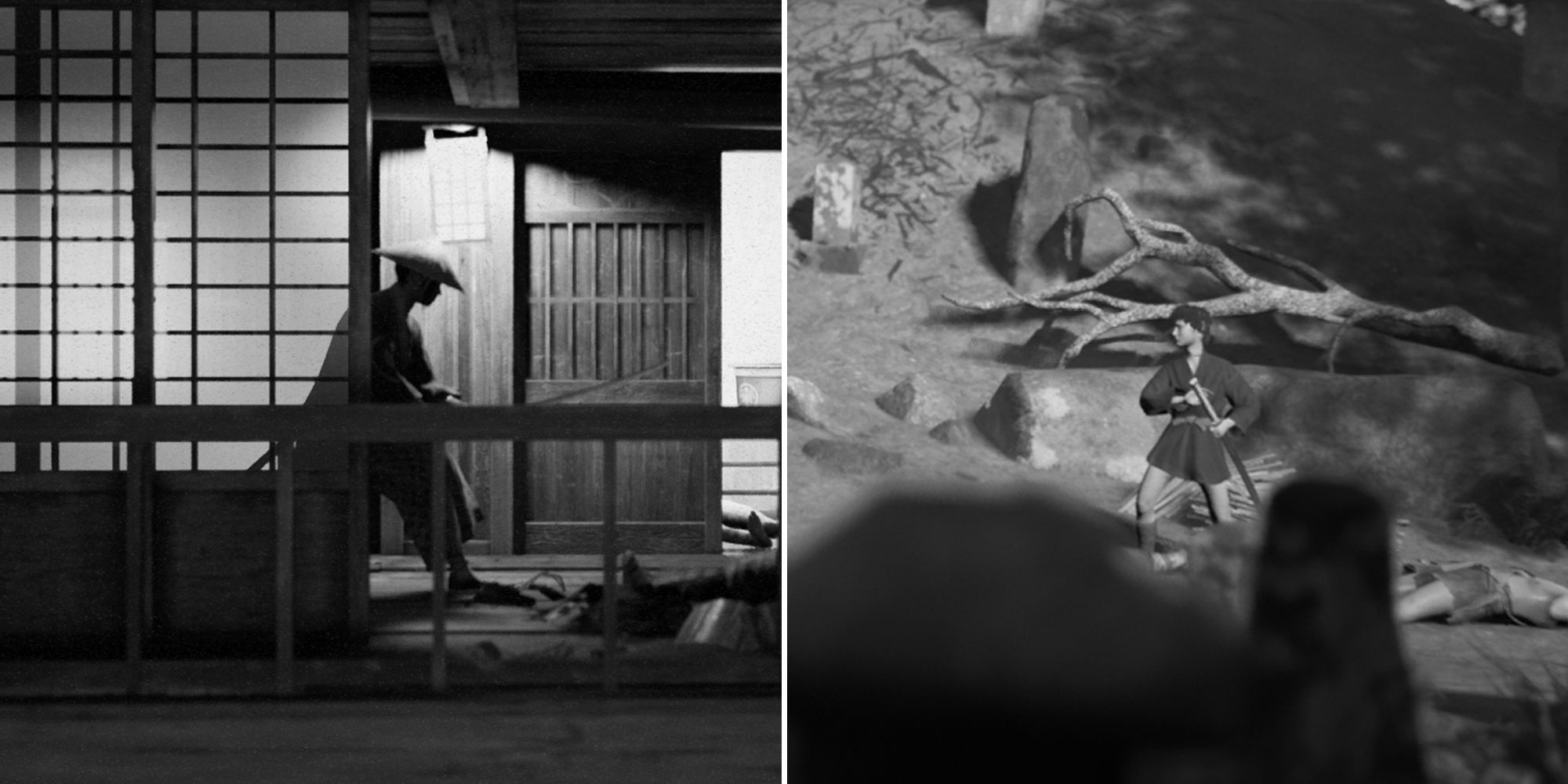 Trek To Yomi, split image. Hiroki holding his sword.