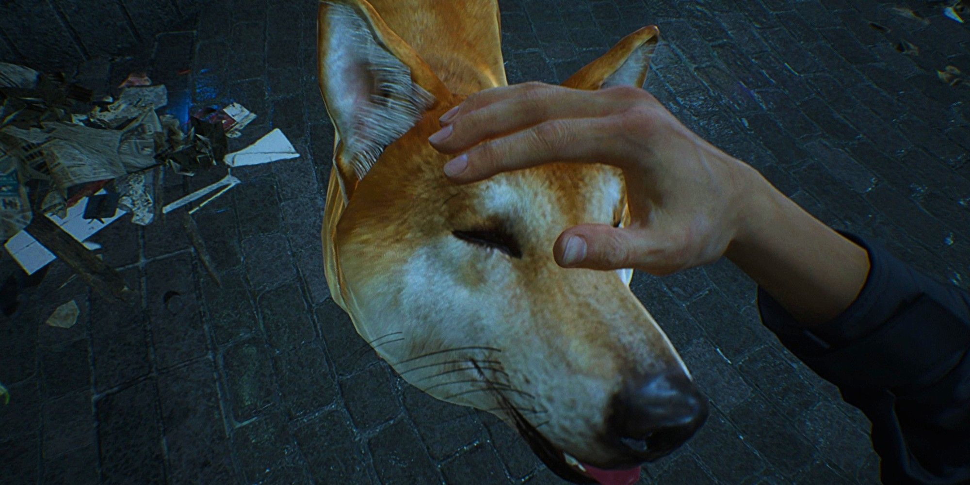 Ghostwire Tokyo Dog gets pets on the head and is very happy