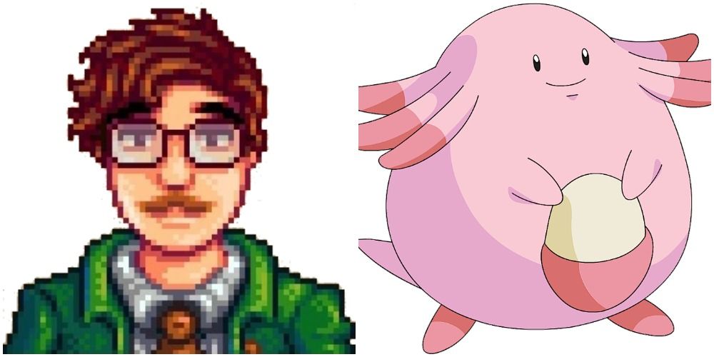 Split image screenshot of Harvey and Chansey.