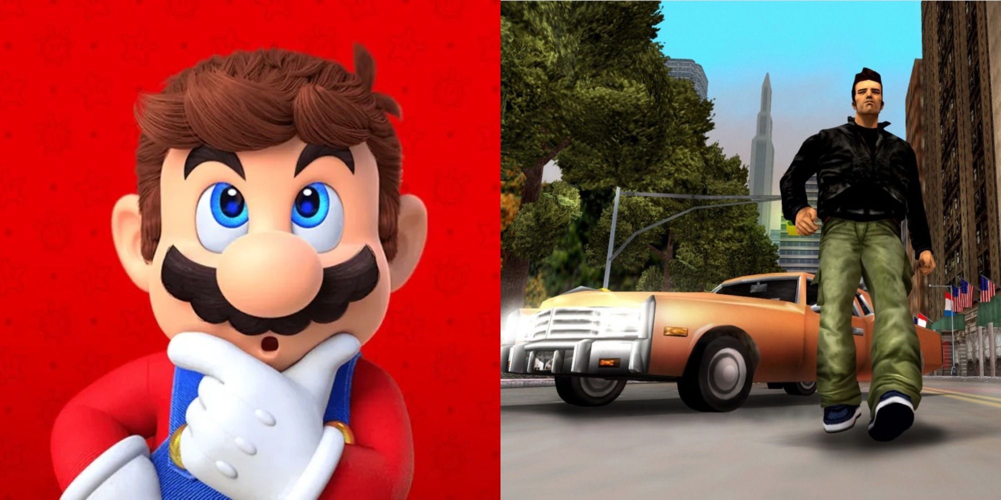 Mario thinking GTA 3 Claude Speed Walking IN Front of a car