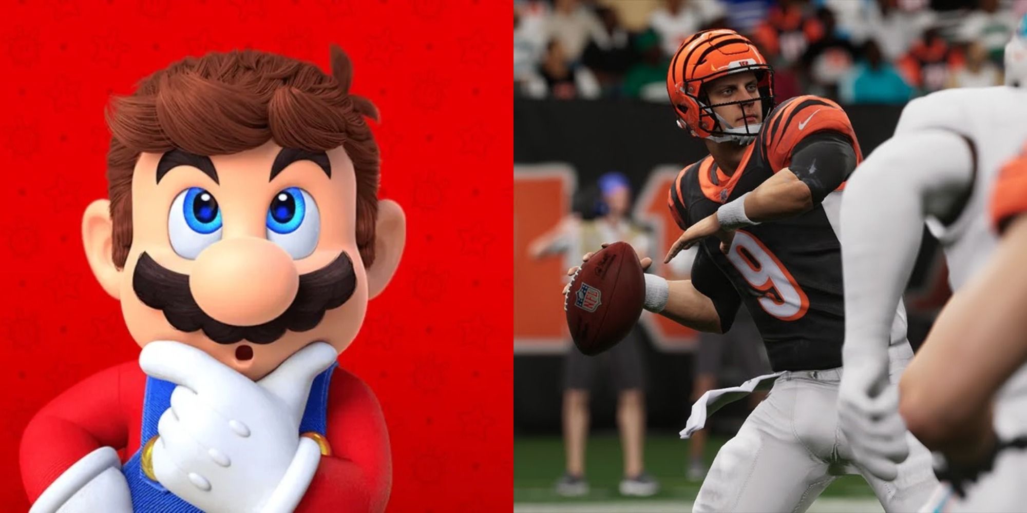 Mario Thinking Joe Burrow Throwing A Football Madden