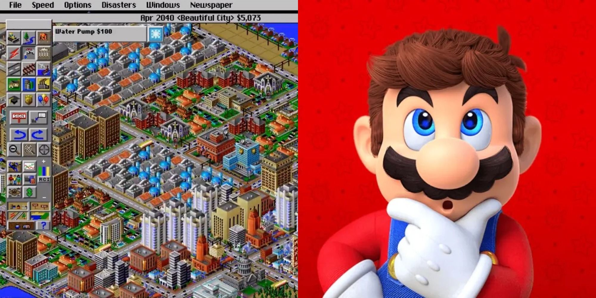 Original Sim City Mario Thinking