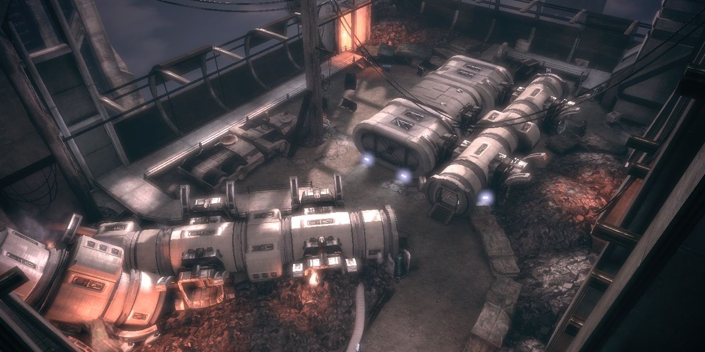 Mass Effect overhead view of Zhu's Hope on Feros