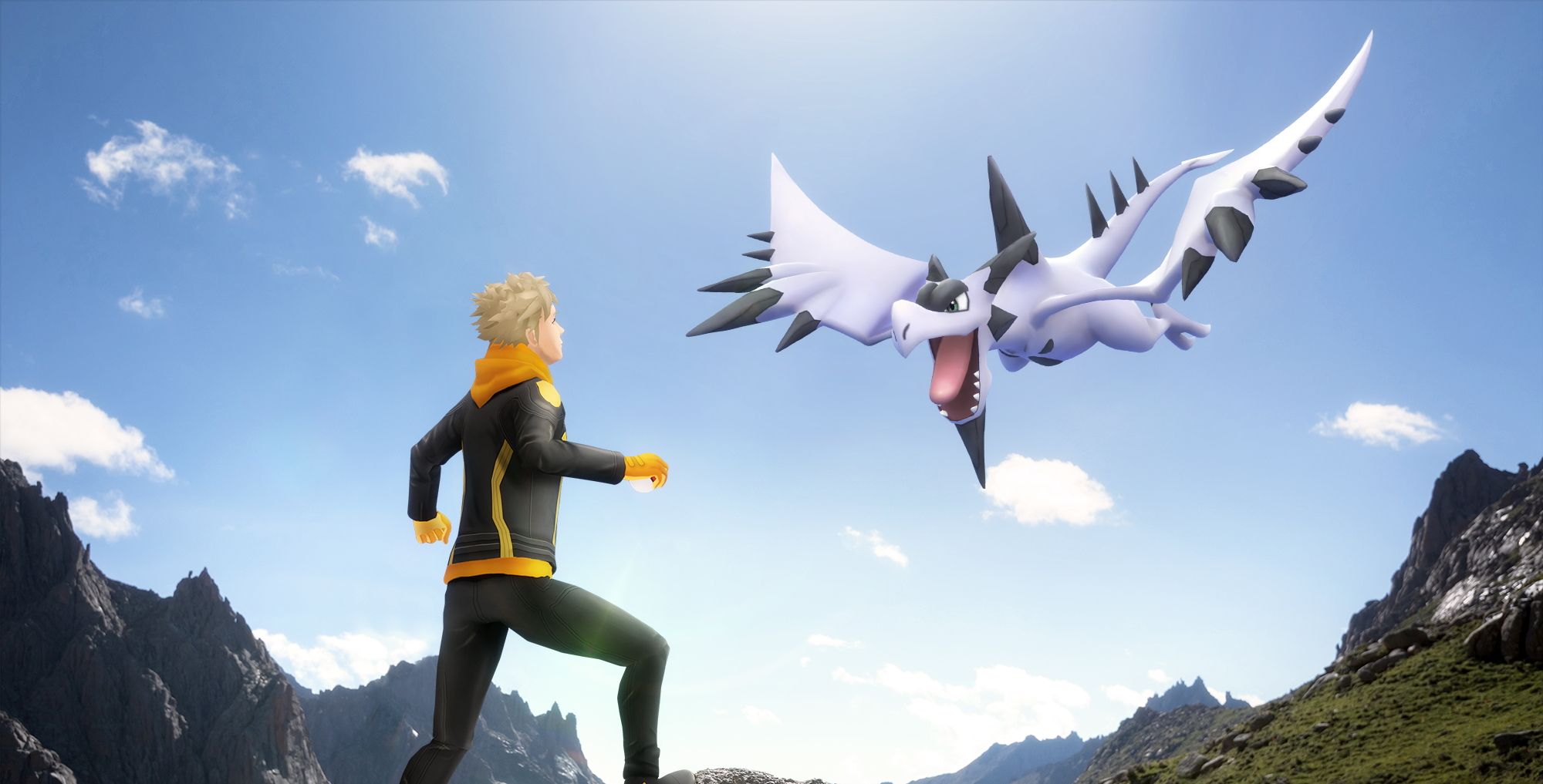 Mega Aerodactyl and a Trainer from Pokemon Go