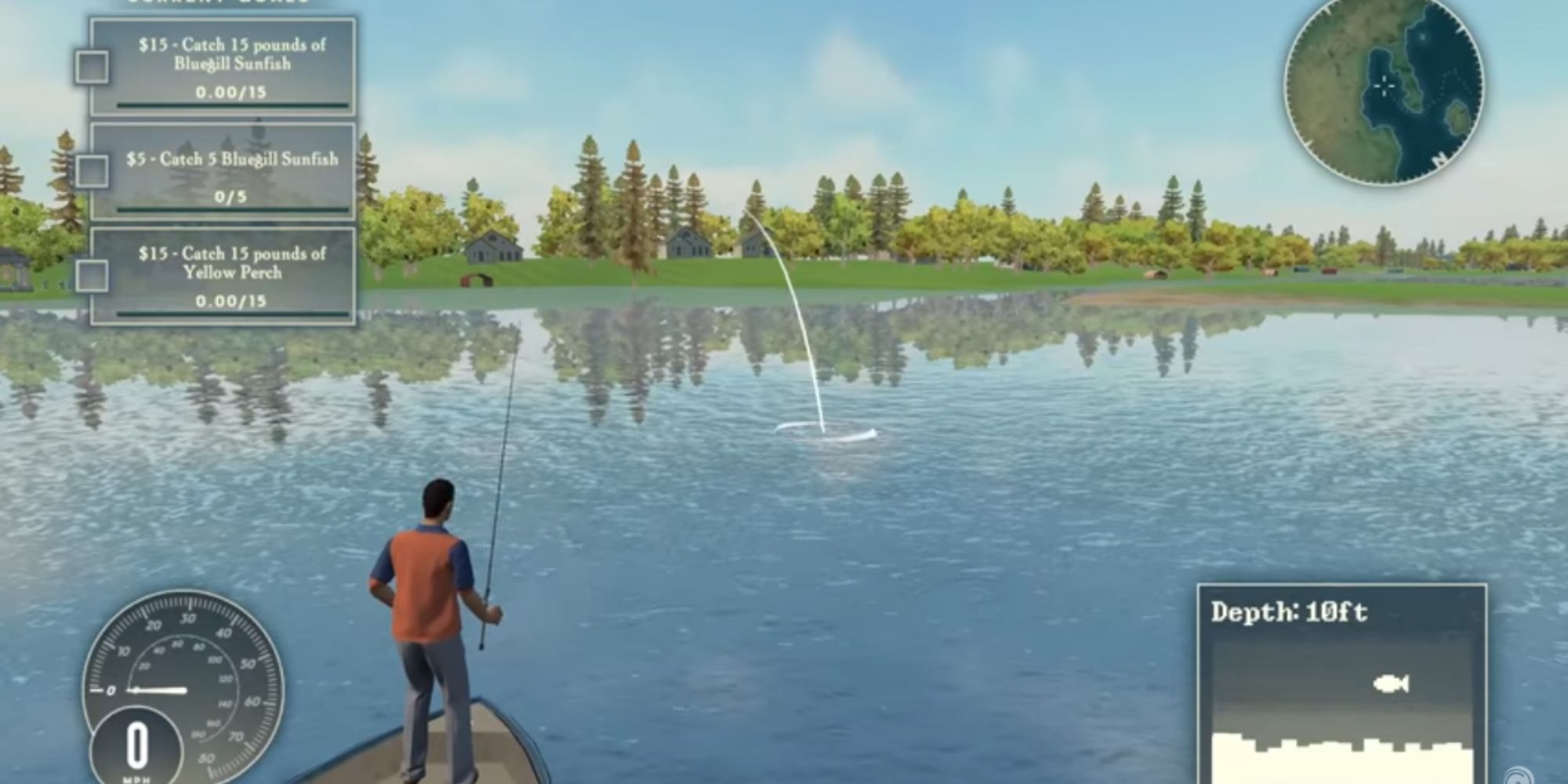 Rapala Fisherman Prepares To Cast Reel On Pond During The Day