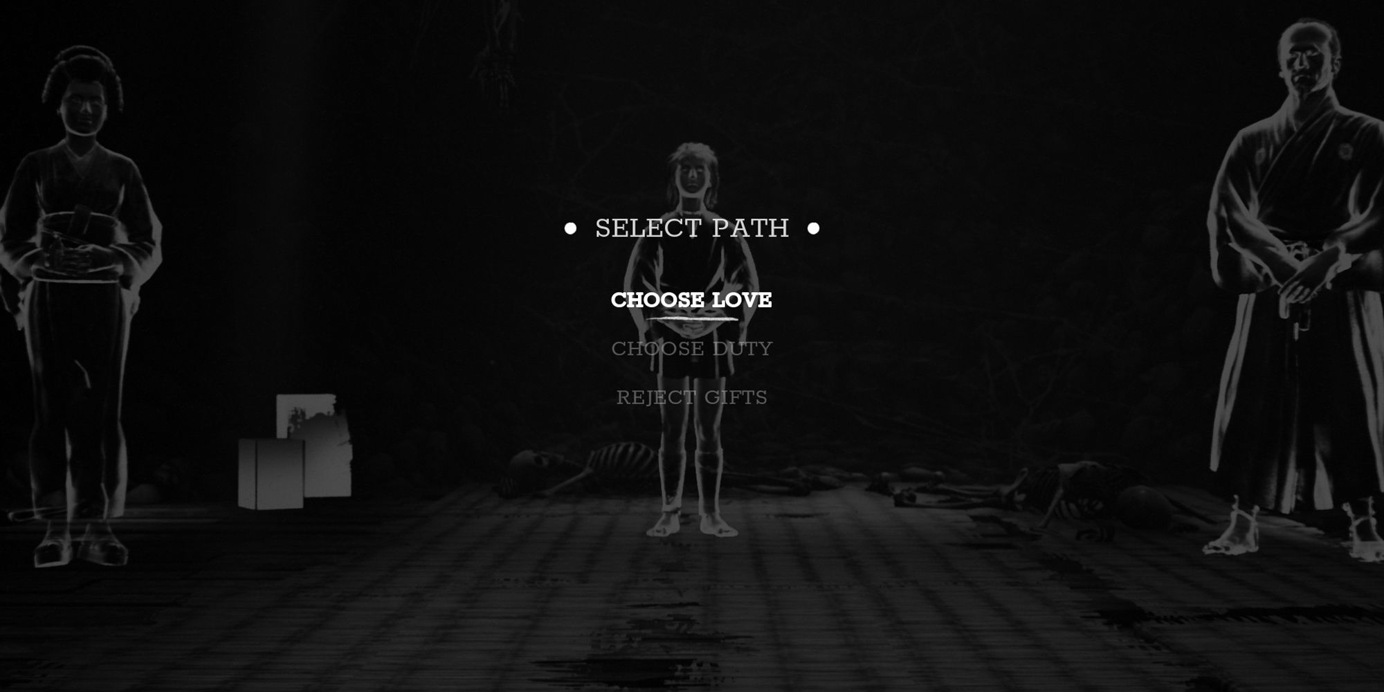 Trek To Yomi choosing between the three paths.