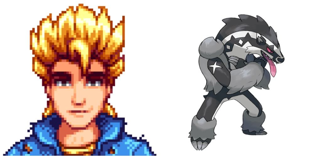 Split image screenshot of Sam and Obstagoon.