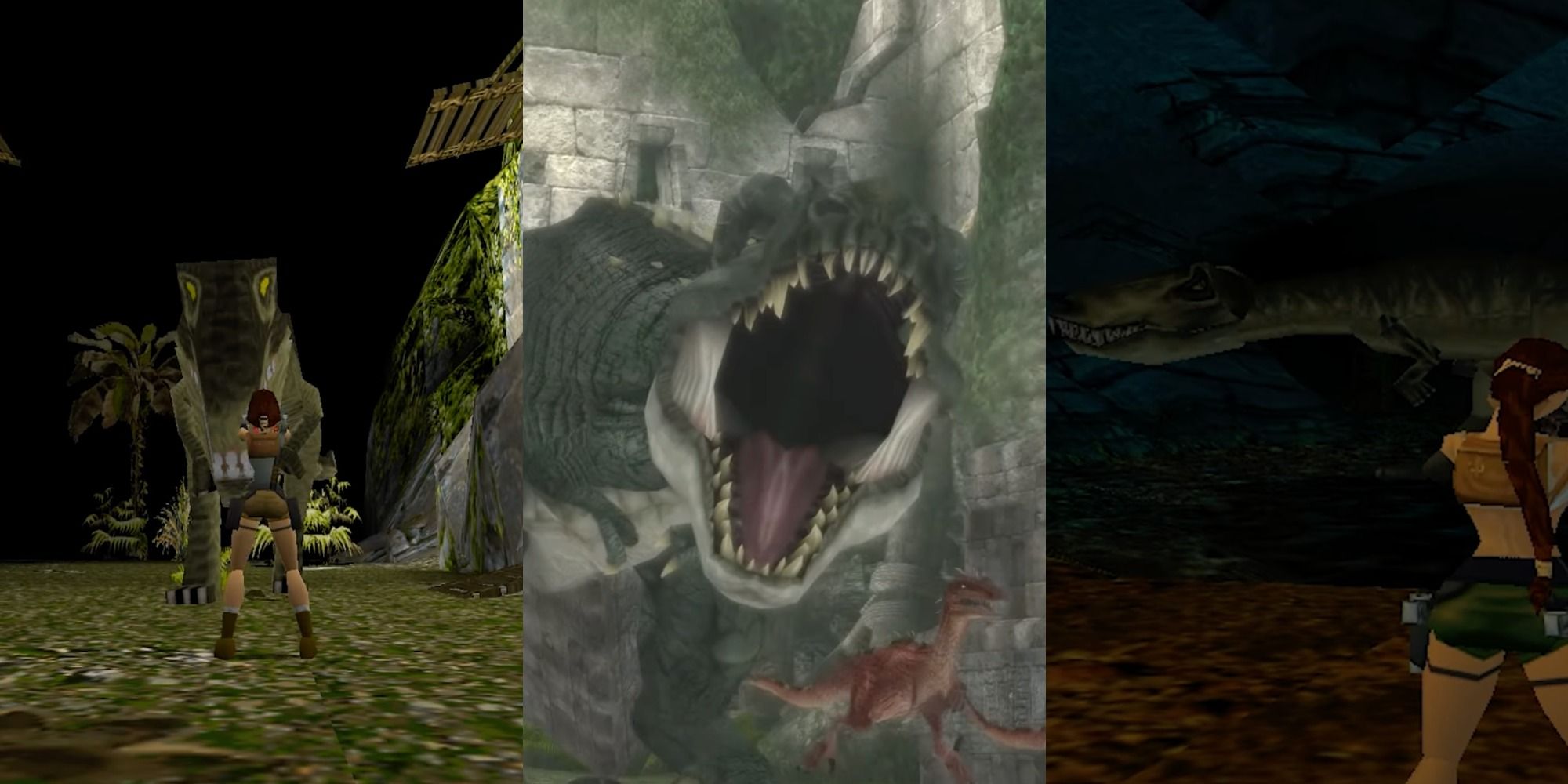 Dinosaur boss battles in tomb raider 1, 2, and 3