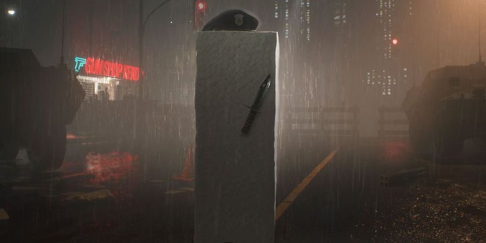 Tofu standing stoically in the rain
