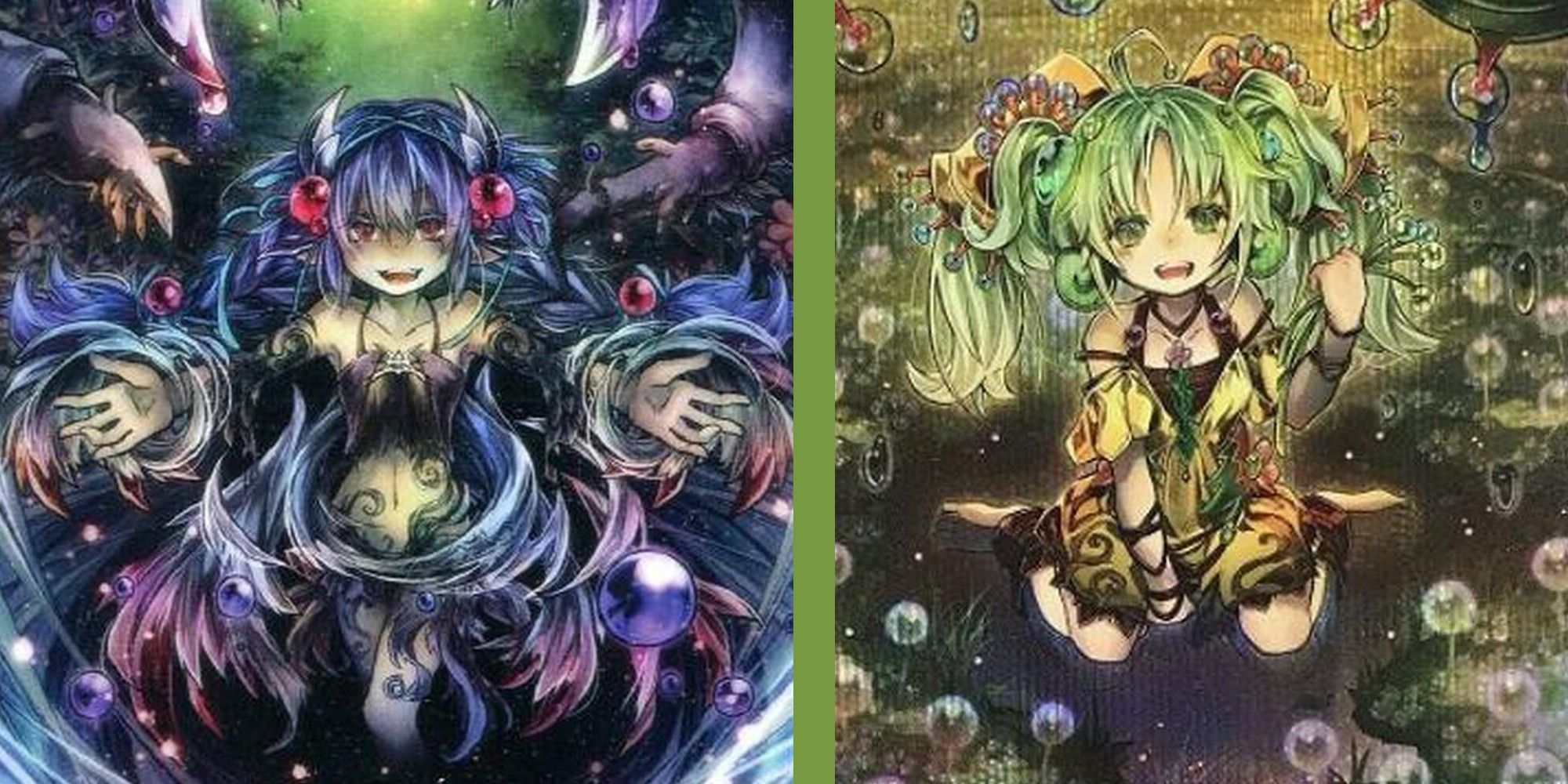 Yu-Gi-Oh! split image Traptrix Atrax and Traptrix Sera official card art