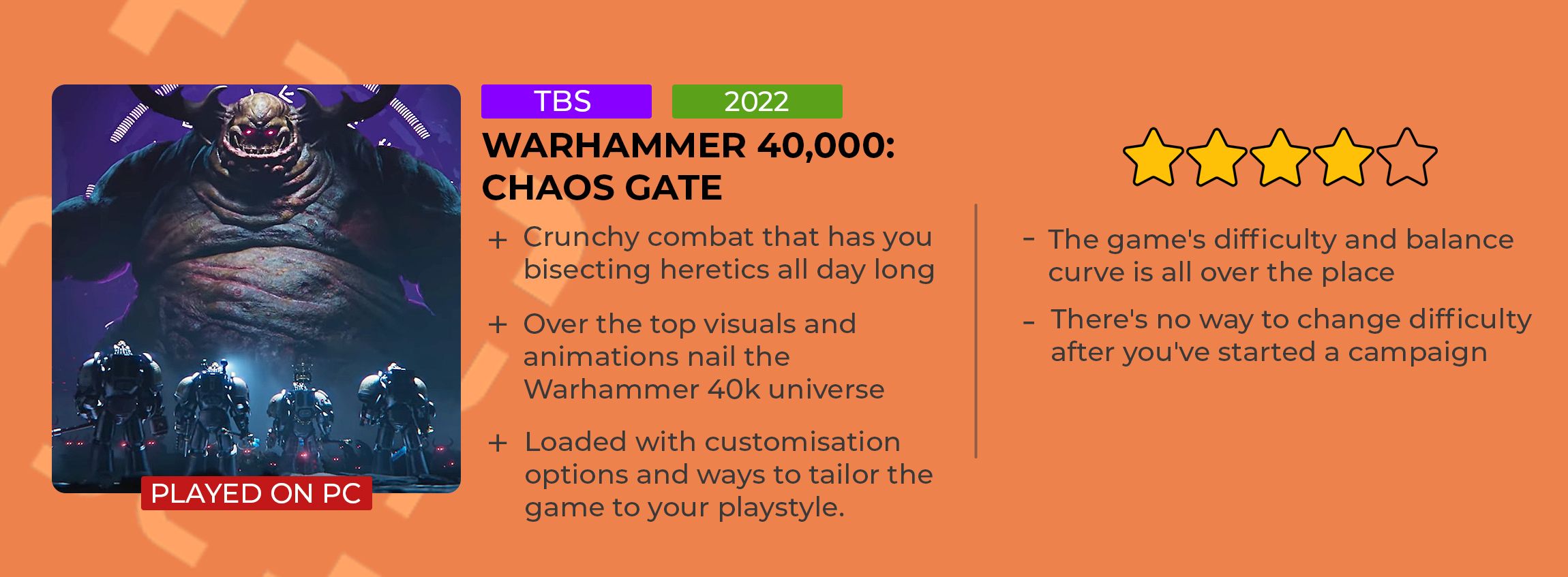 Warhammer 40k Review Card