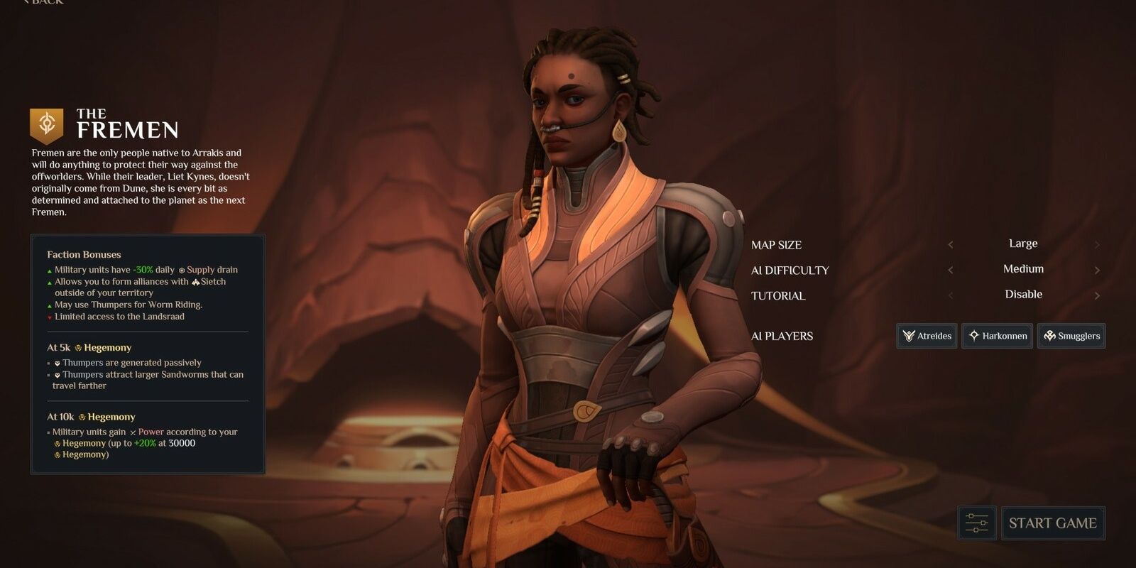 Dune Spice Wars Fremen Faction Game