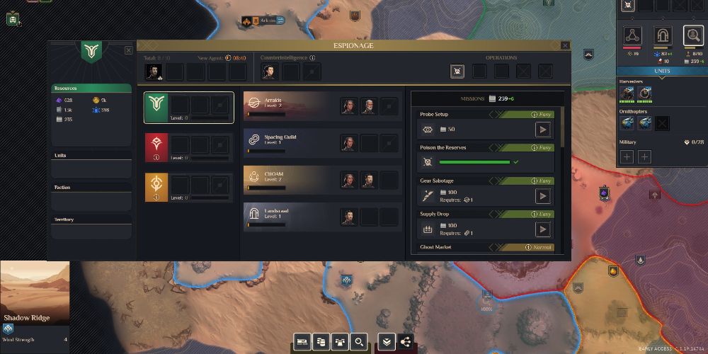 dune spice wars espionage screen