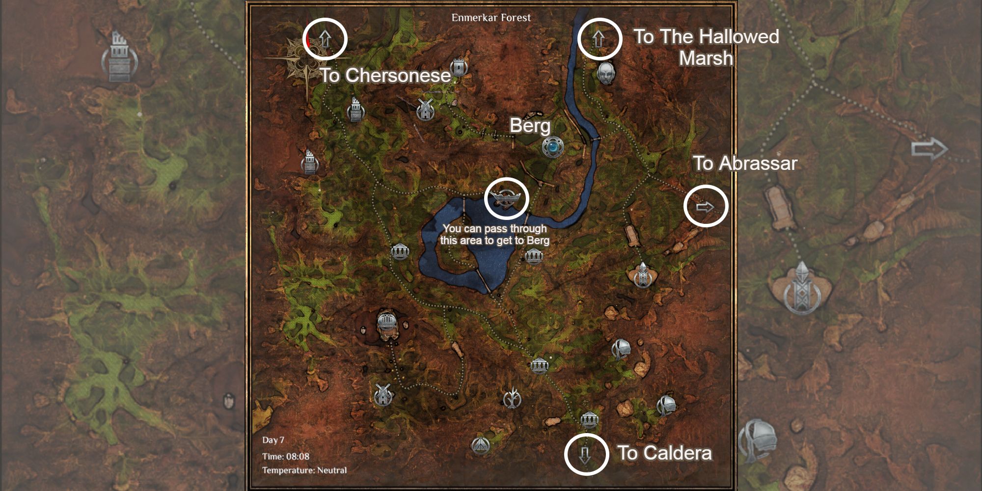 map of enmerkar forest with location markers