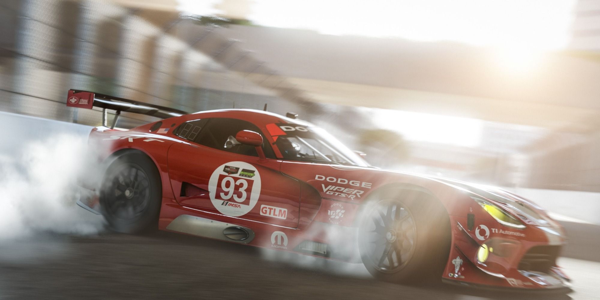A screenshot showing a sports car drifting in Forza Motorsport 7