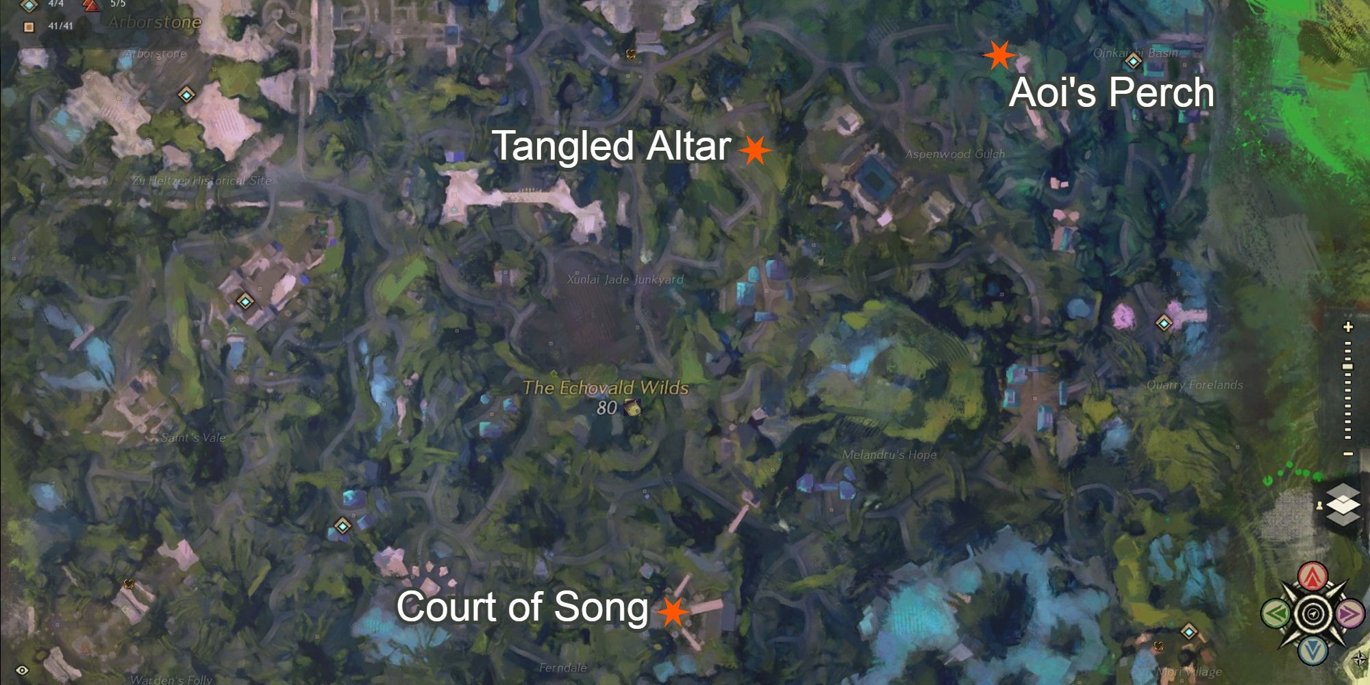 Obtaining Incense From Sun-Hi three locations marked on map
