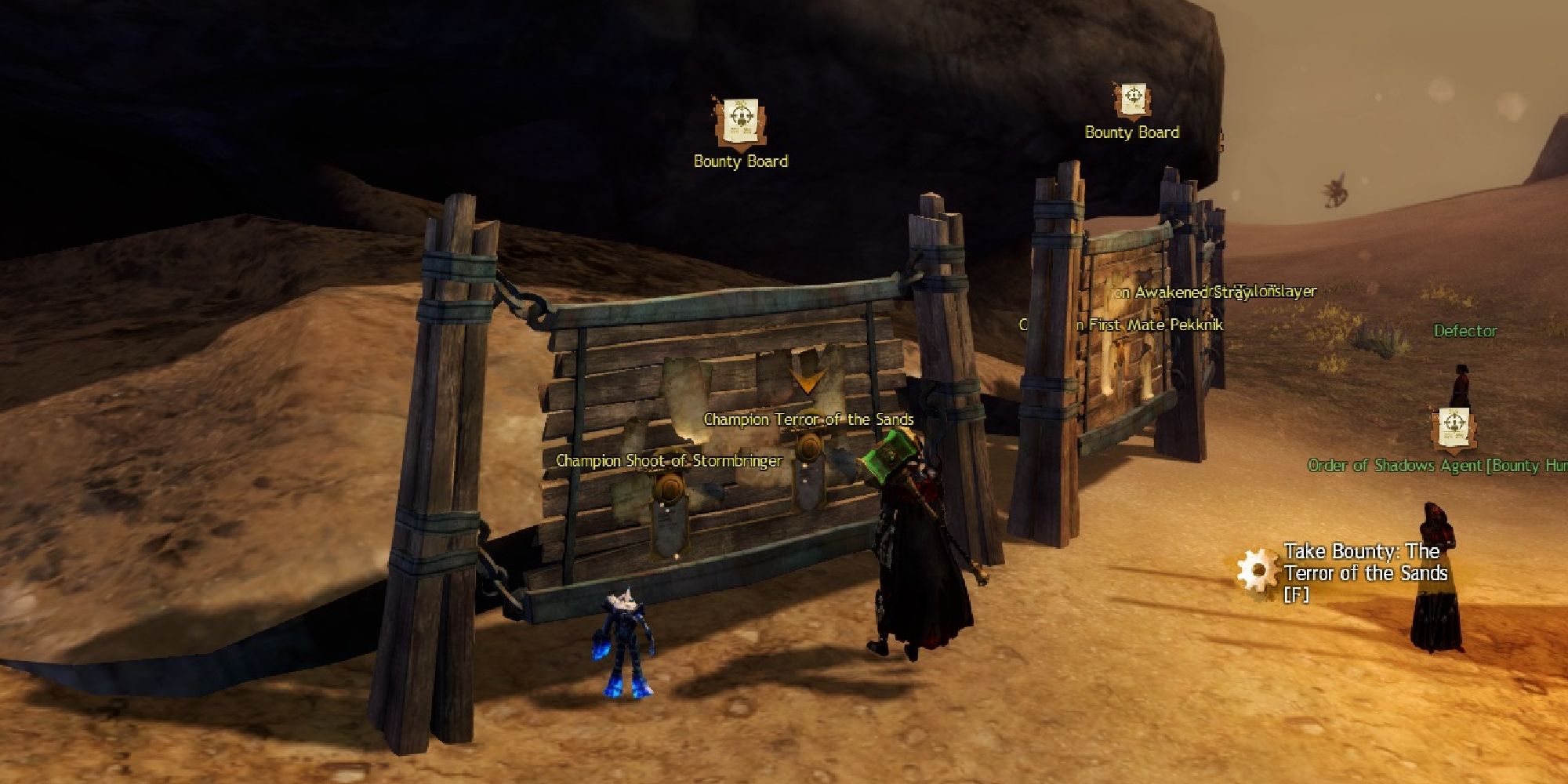 player at bounty board looking at the The Terror Of The Sands bounty