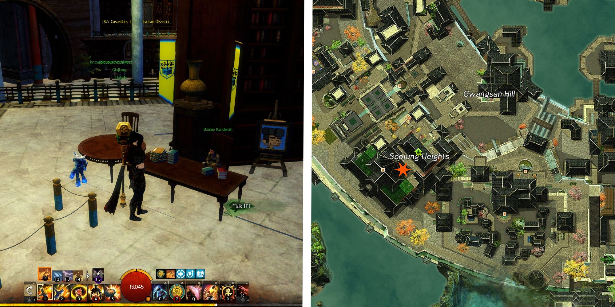 image of player speaking with Bonnie Kunderah next to location on map