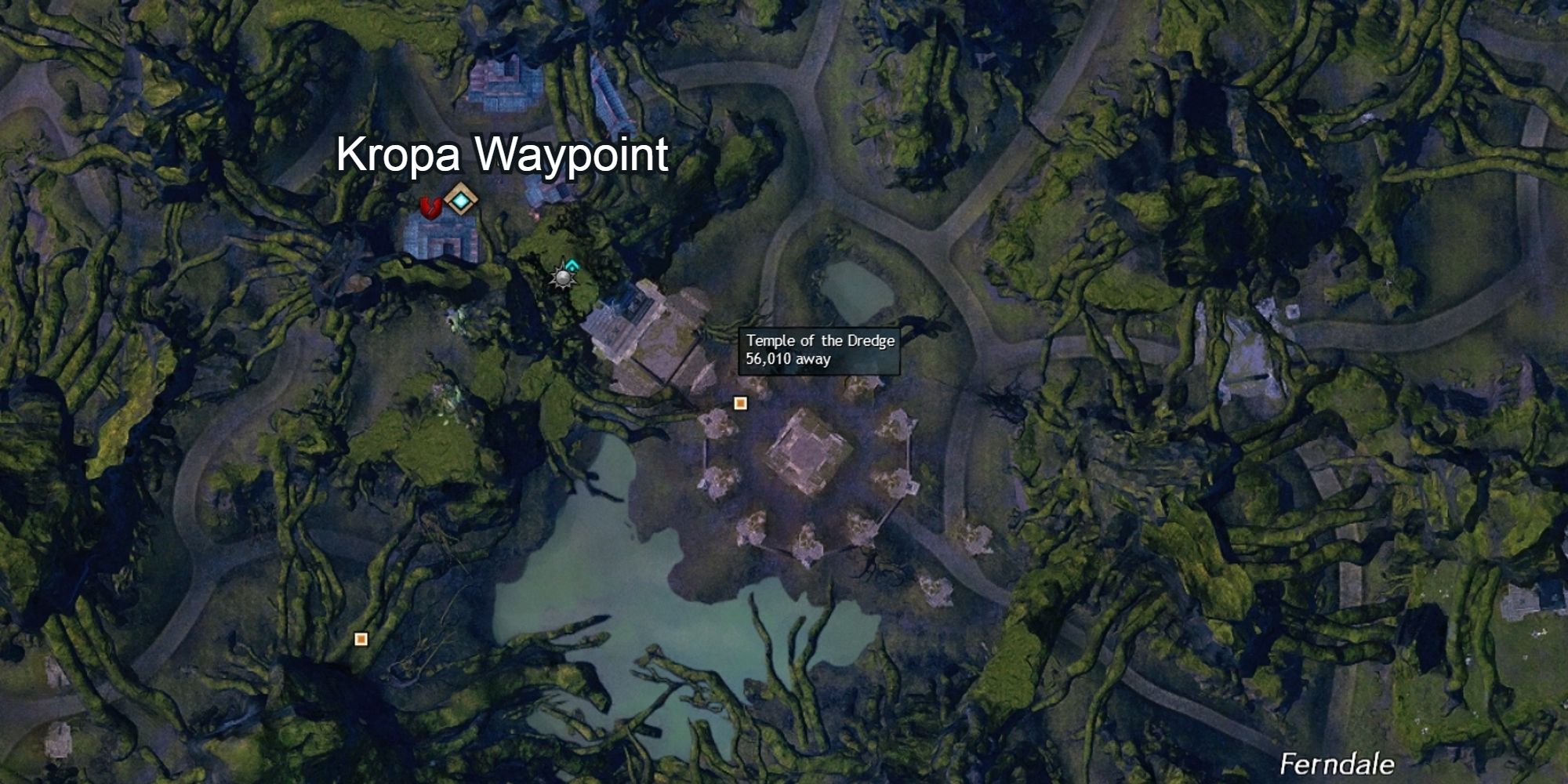 temple of the dredge point of interest with kropa waypoint highlighted