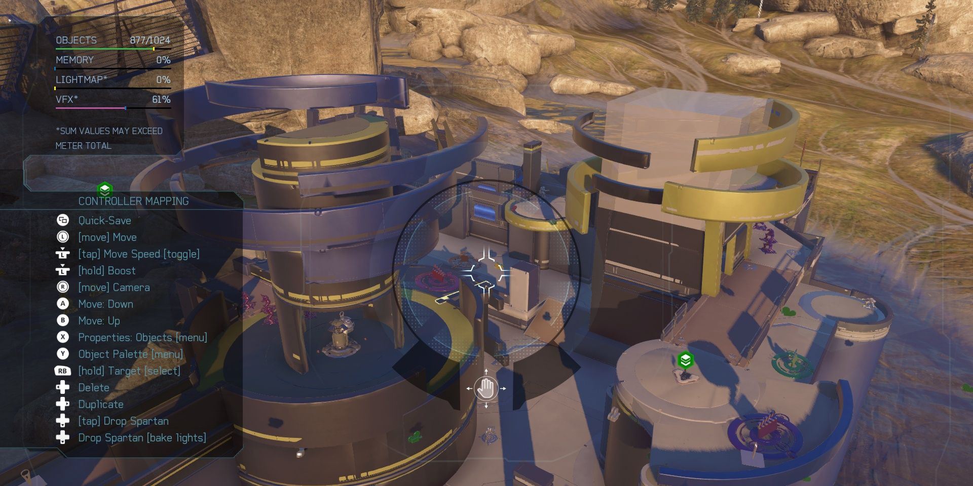 A screenshot showing Forge mode in Halo 5