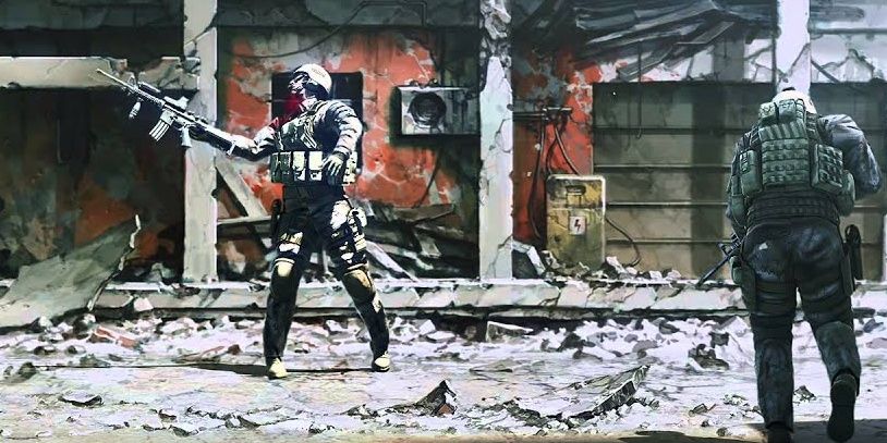 Soldiers use assault rifles in this war of mine.