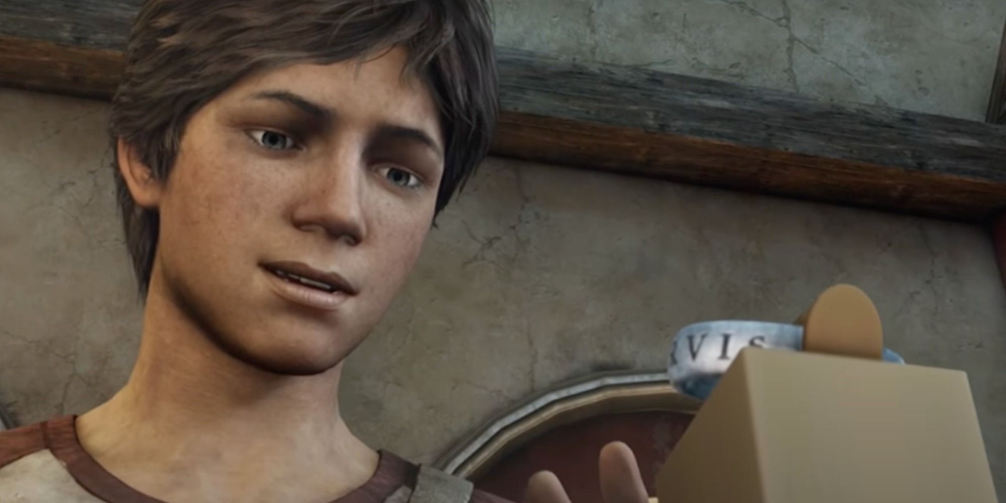Young Nathan Drake finding ring in Uncharted 3