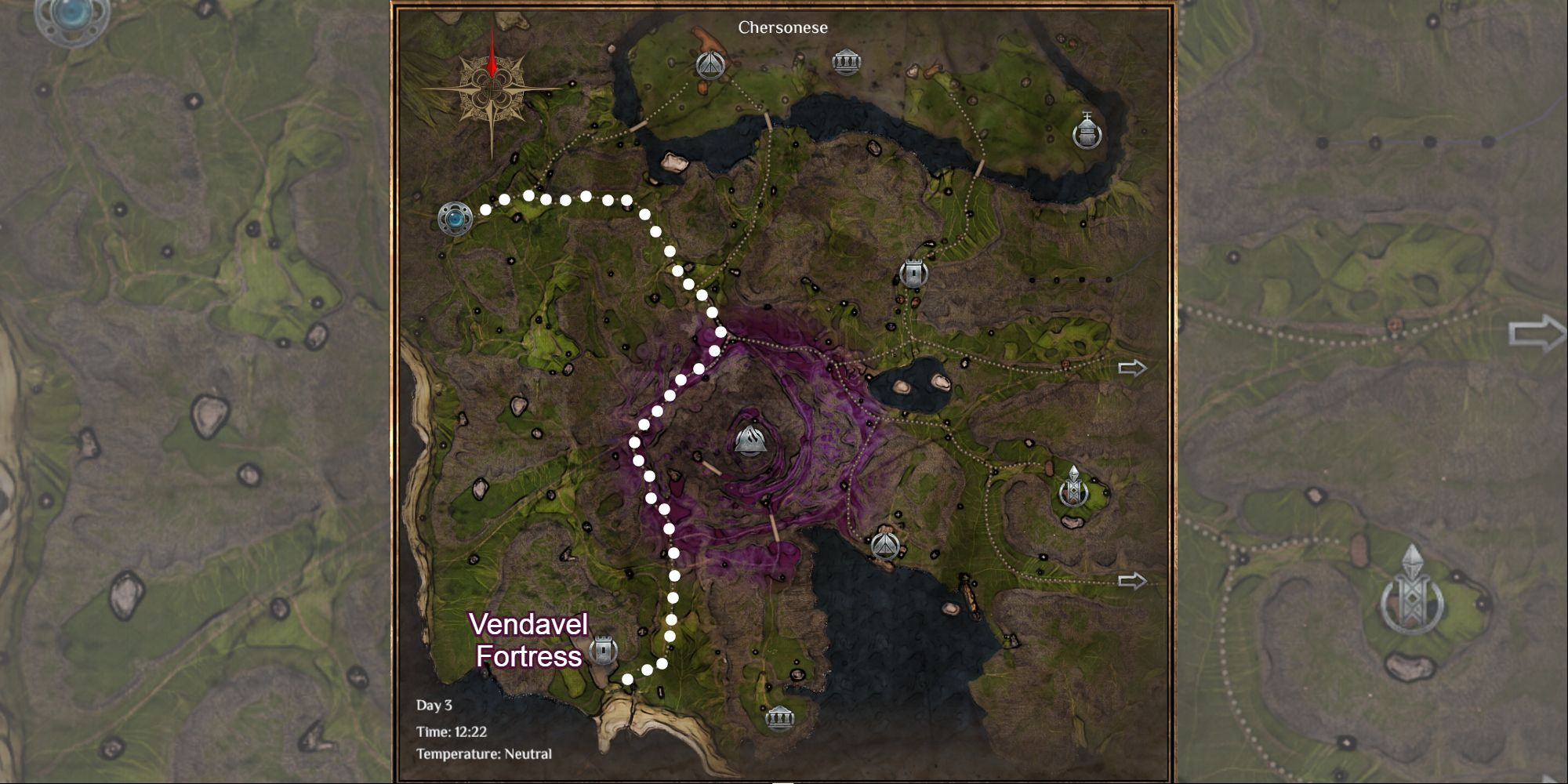 map of chersonese with path to vendavel fortress