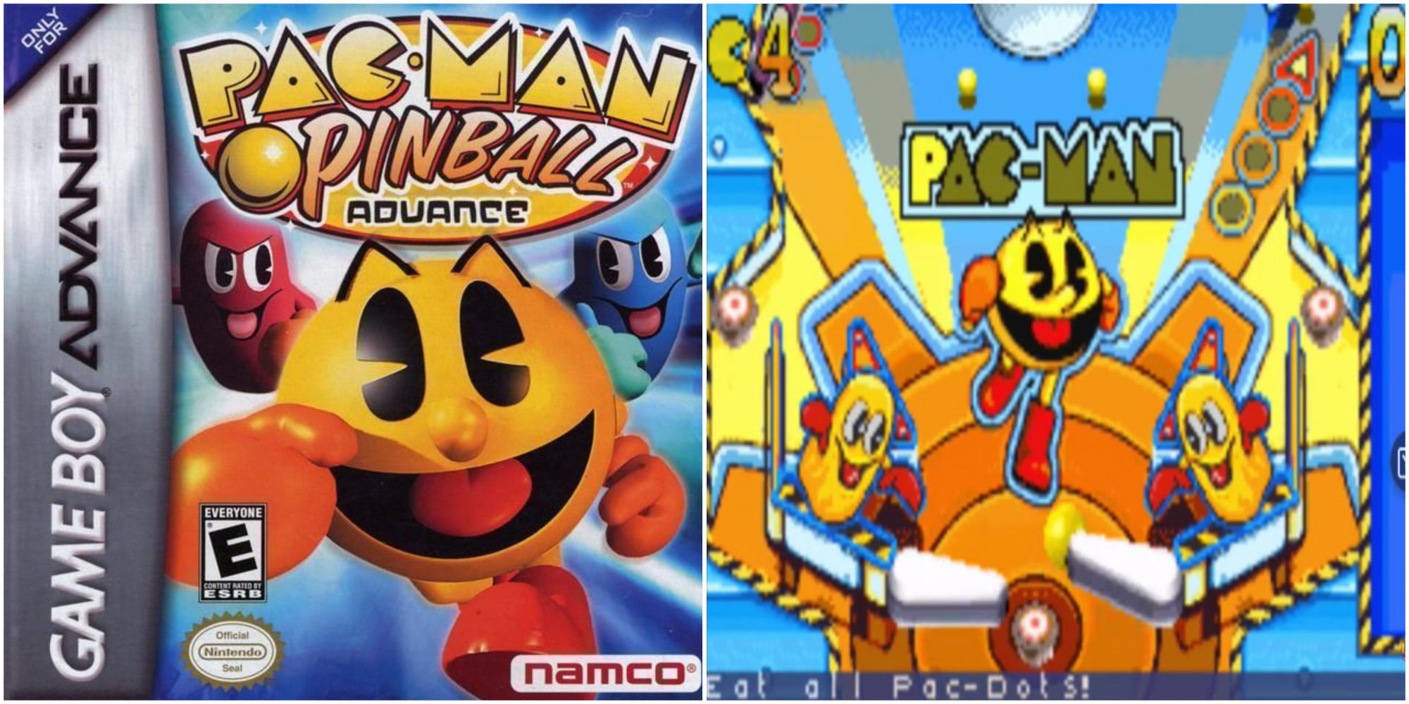 pacman pinball advance cover & gameplay