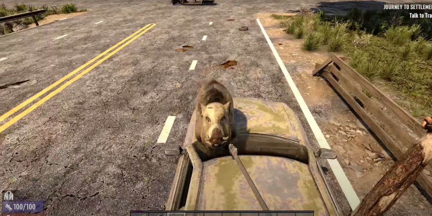 A player faces down a boar in 7 days to die