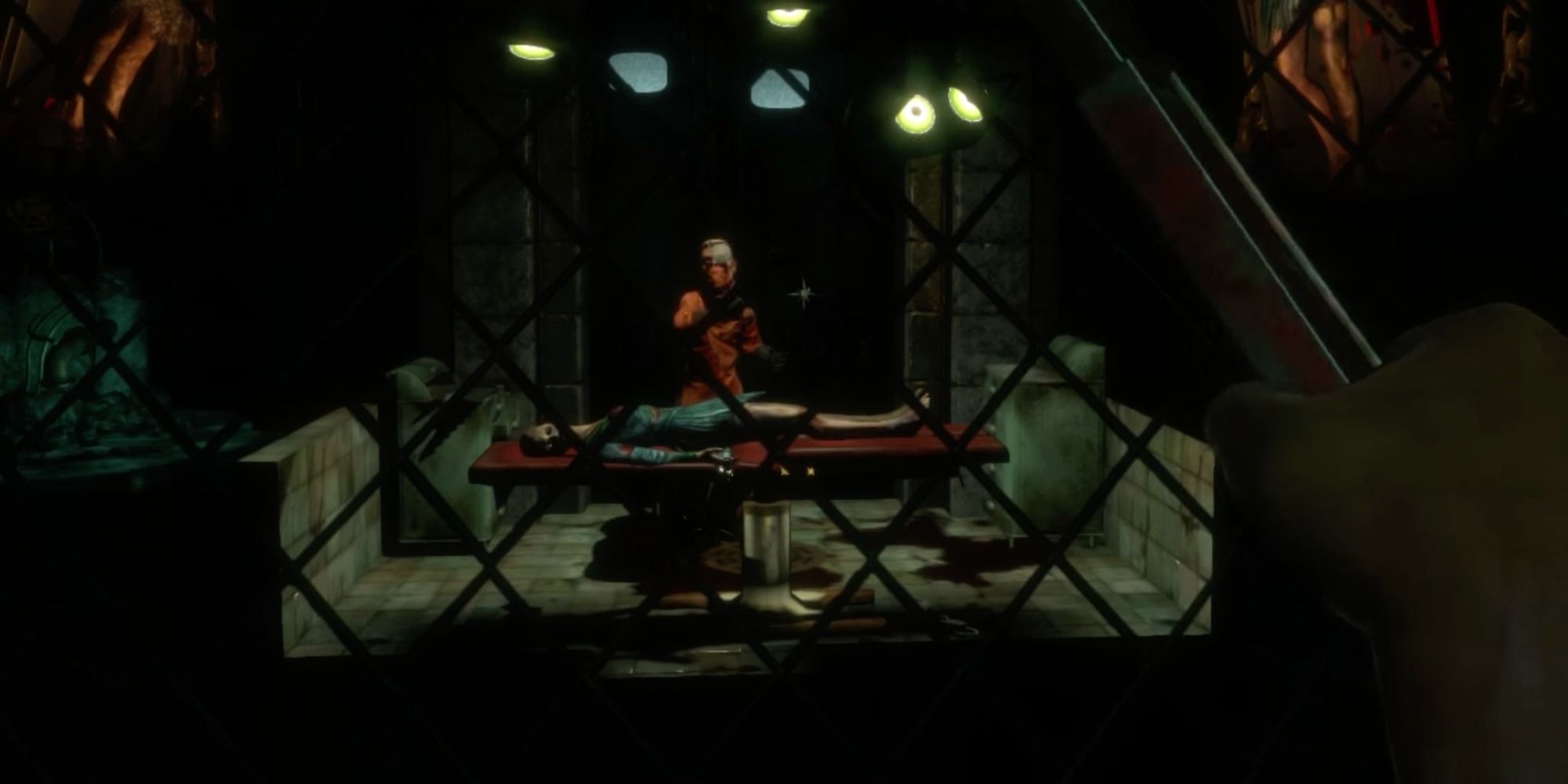 Doctor J.S. Steinman operating on splicers in the medical pavilion in BioShock