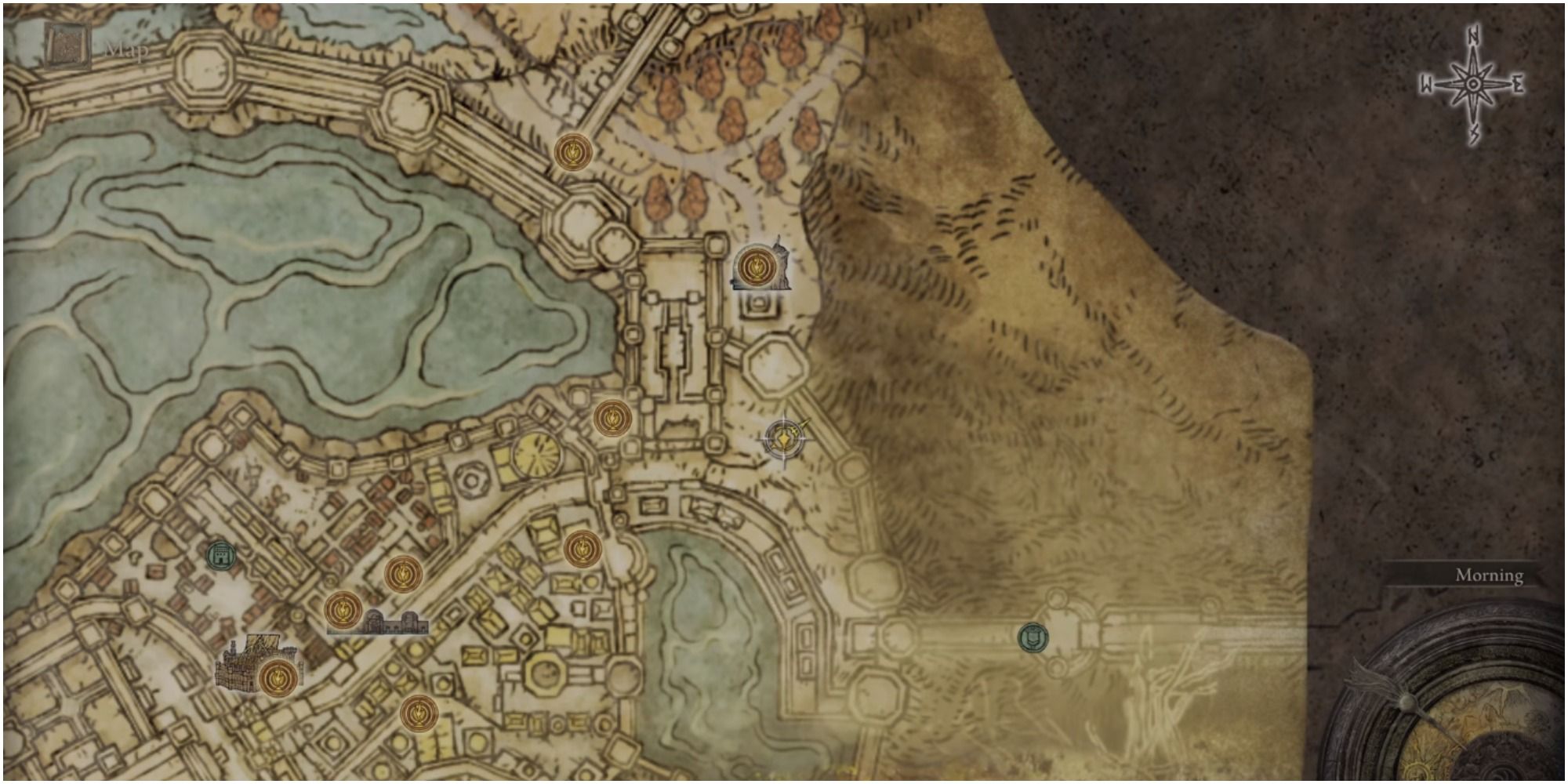 The map showing the location of the area beneath Leyndell.