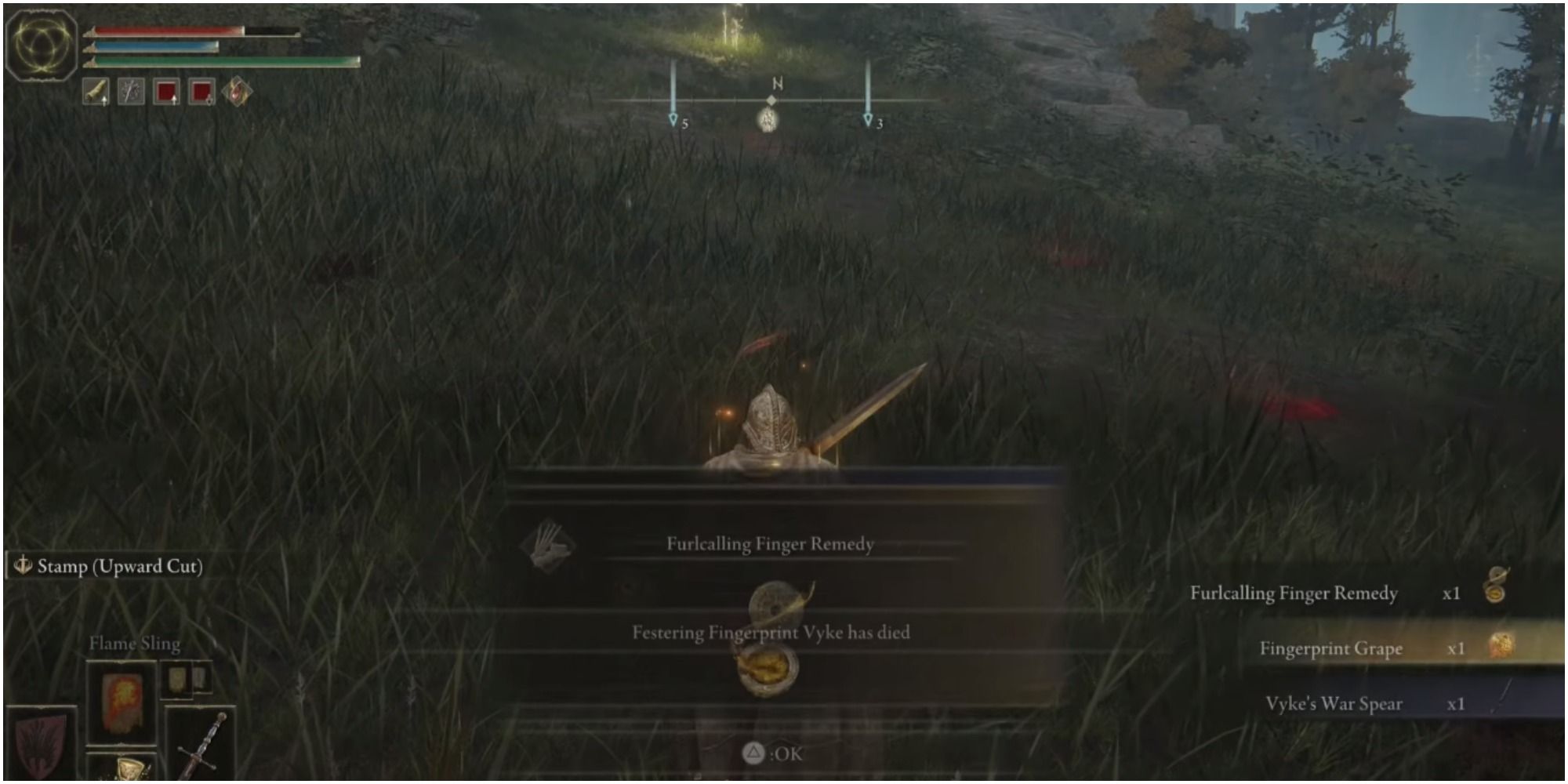 Getting the rewards for defeating Vyke.