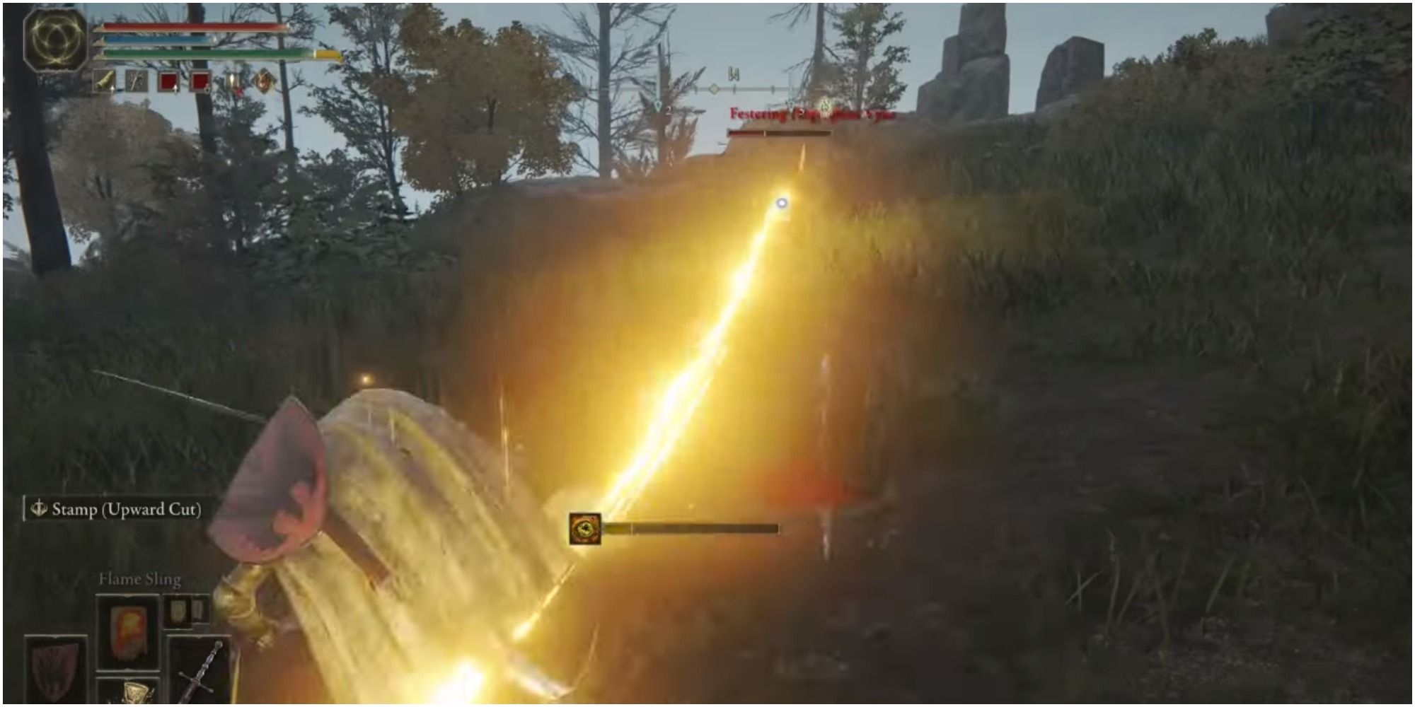The boss unleashing a Frenzied beam at the player.